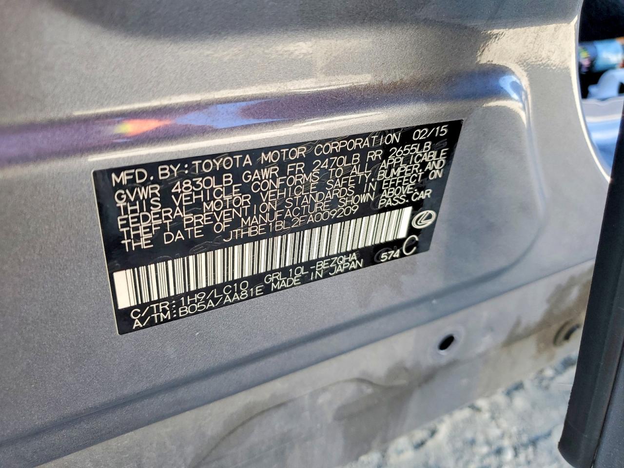 2015 Lexus Gs 350 Gray vin: JTHBE1BL2FA009209