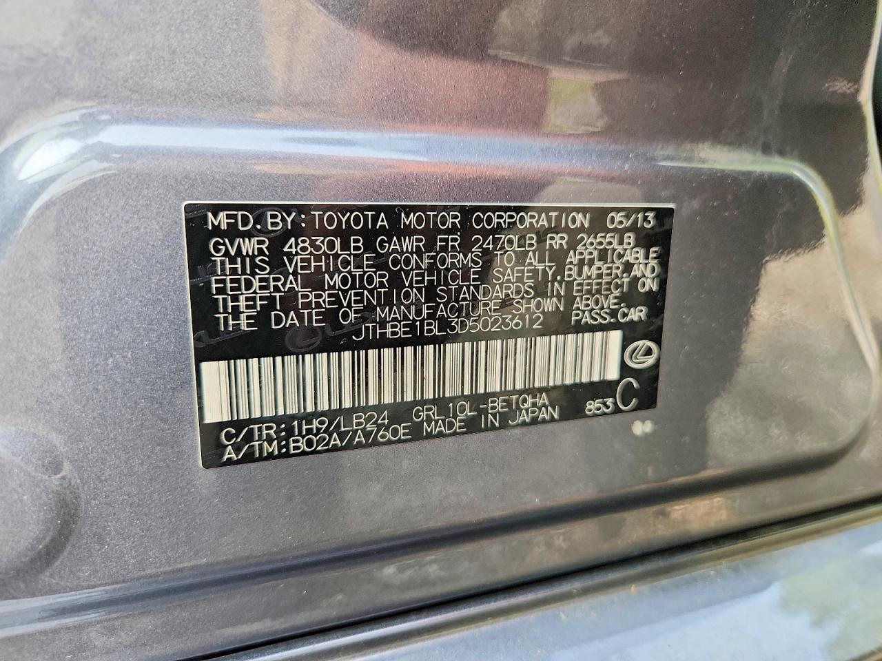 2013 Lexus Gs 350 Gray vin: JTHBE1BL3D5023612