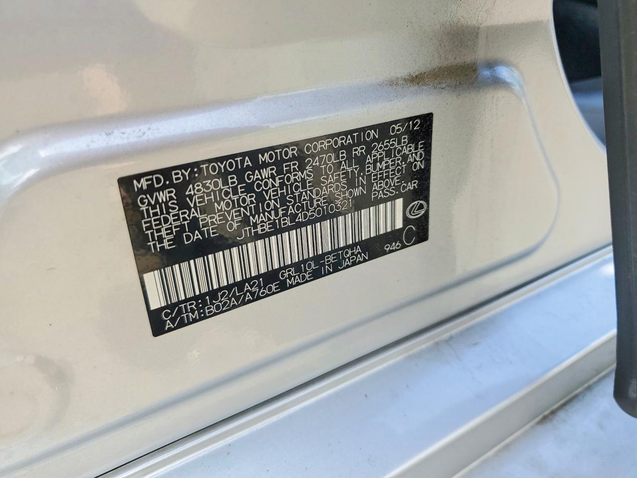 2013 Lexus Gs 350 Silver vin: JTHBE1BL4D5010321