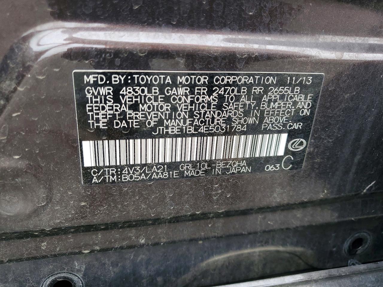 2014 Lexus Gs 350 Black vin: JTHBE1BL4E5031784