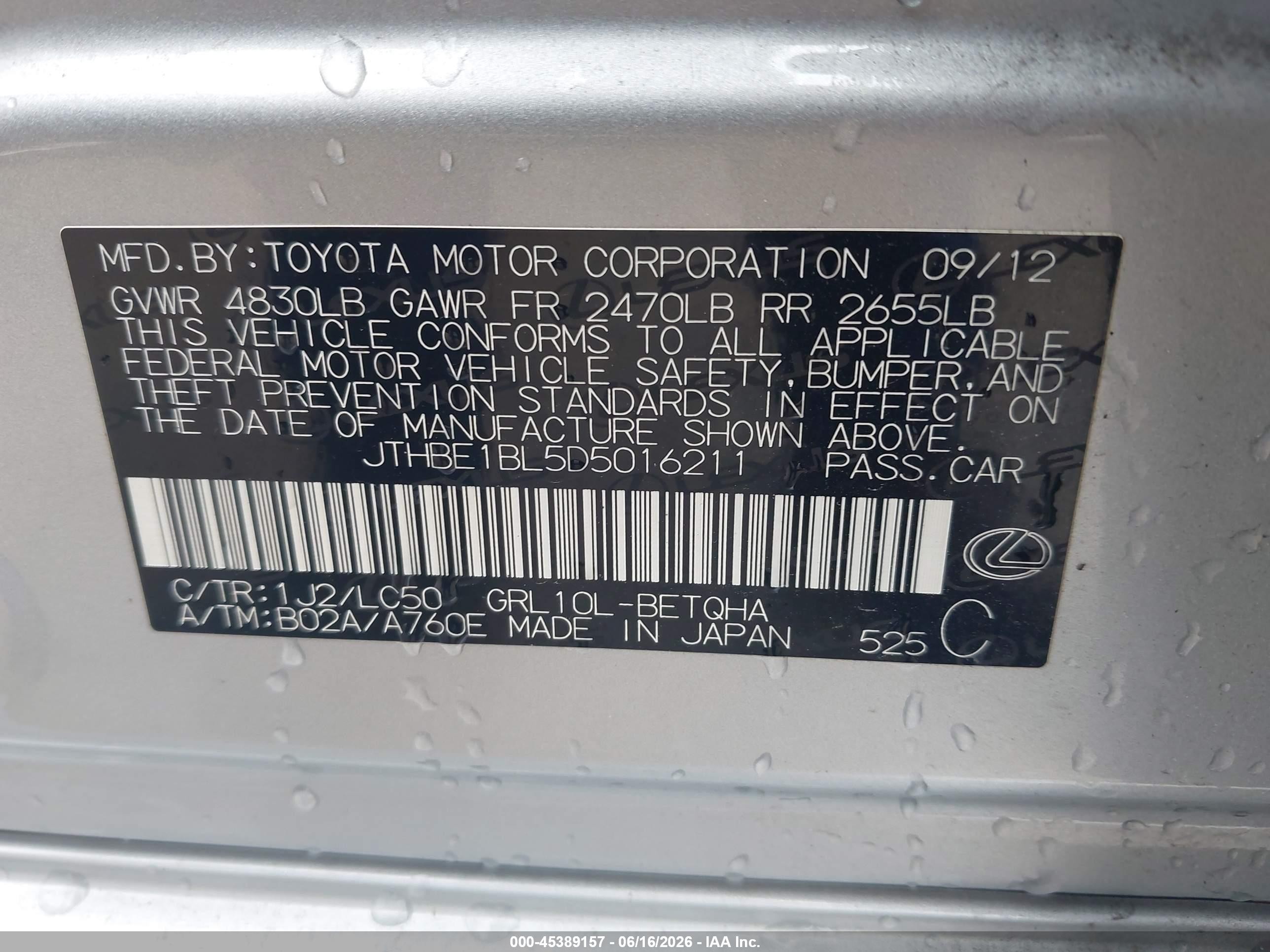 2013 Lexus Gs 350   Silver vin: JTHBE1BL5D5016211
