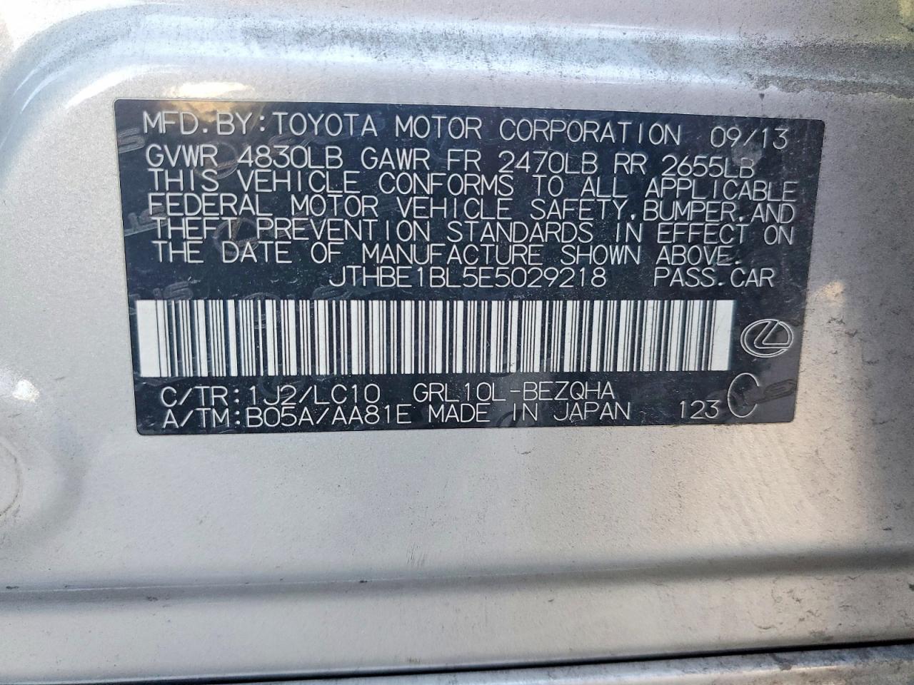 2014 Lexus Gs 350 Silver vin: JTHBE1BL5E5029218
