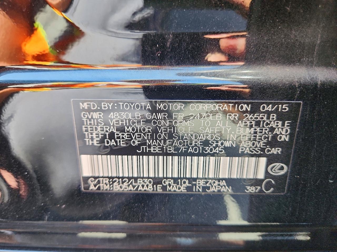 2015 Lexus Gs 350 Black vin: JTHBE1BL7FA013045