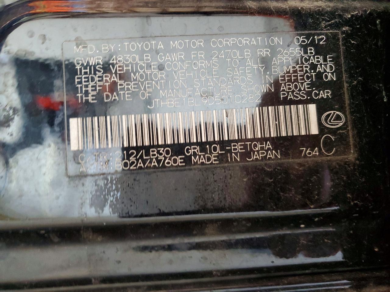 2013 Lexus Gs 350 Black vin: JTHBE1BL9D5010282