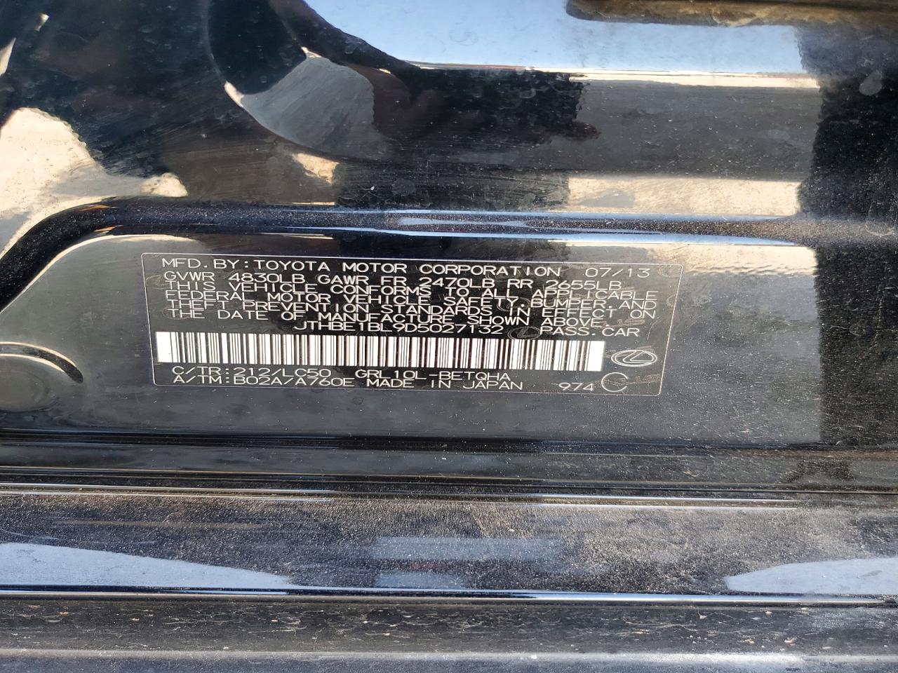 2013 Lexus Gs 350 Black vin: JTHBE1BL9D5027132