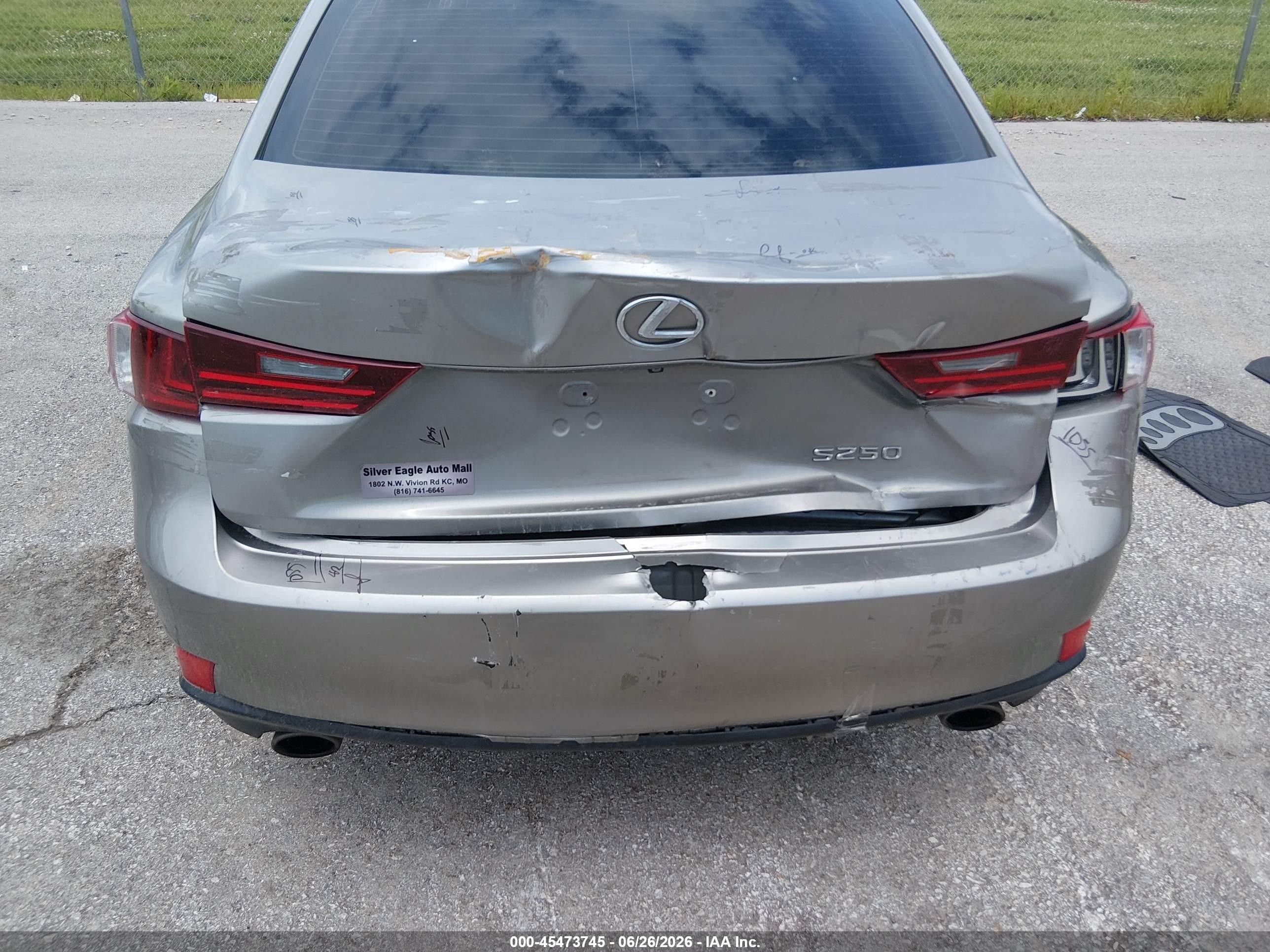 2014 Lexus Is 250   Silver vin: JTHBF1D21E5039889