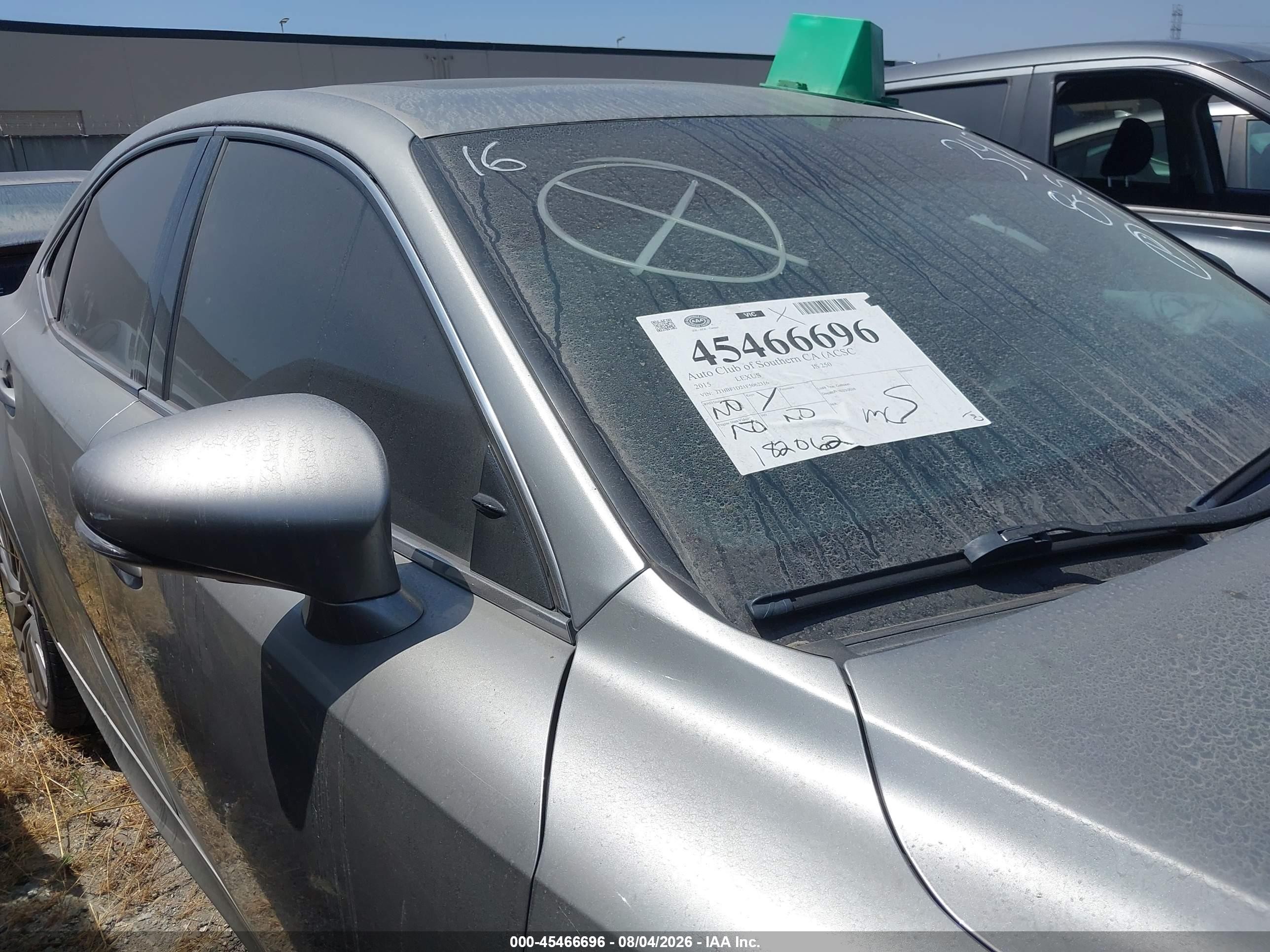 2015 Lexus Is 250   Серый vin: JTHBF1D21F5062316