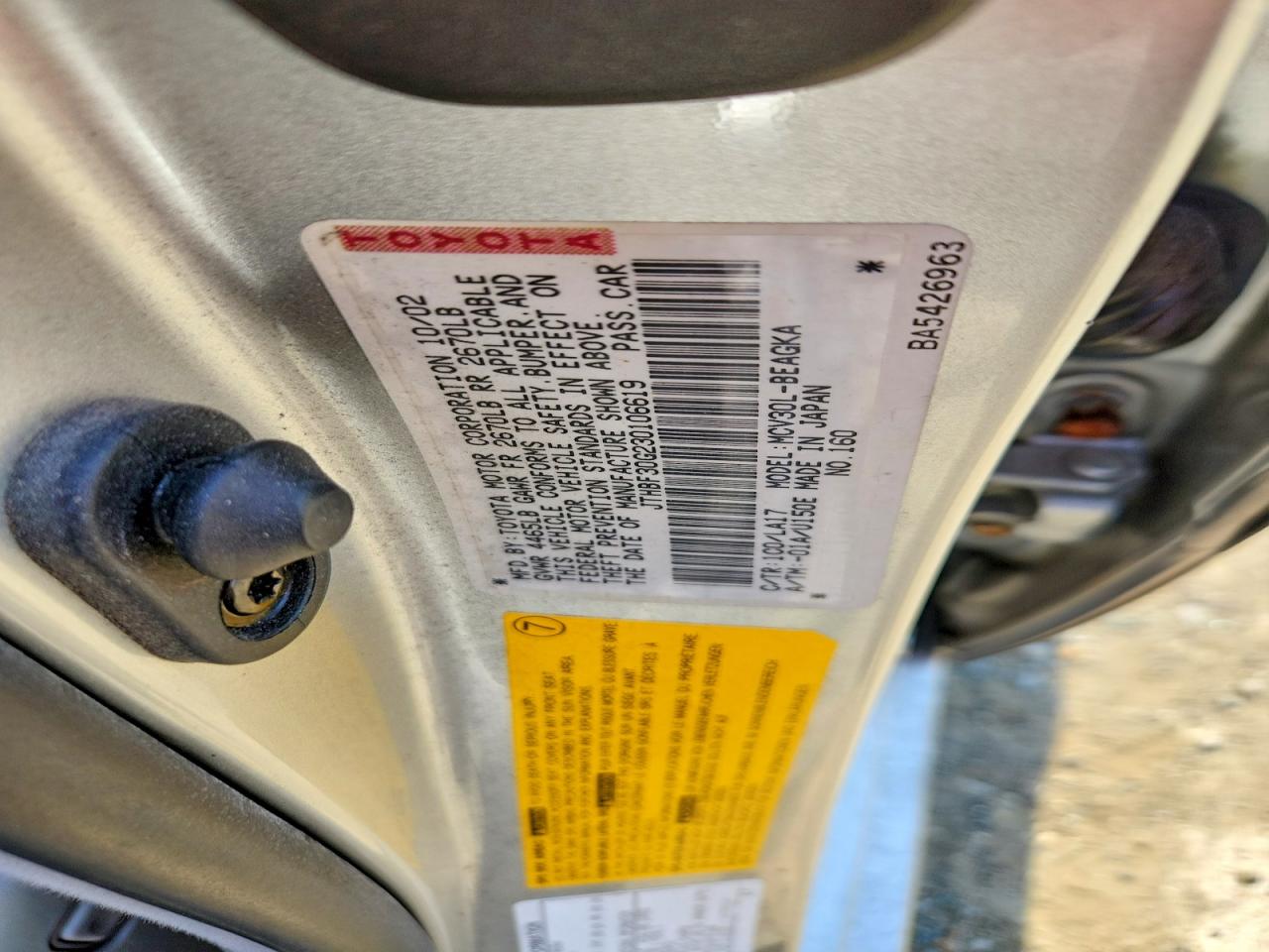 2003 Lexus Es 300 Silver vin: JTHBF30G230106619