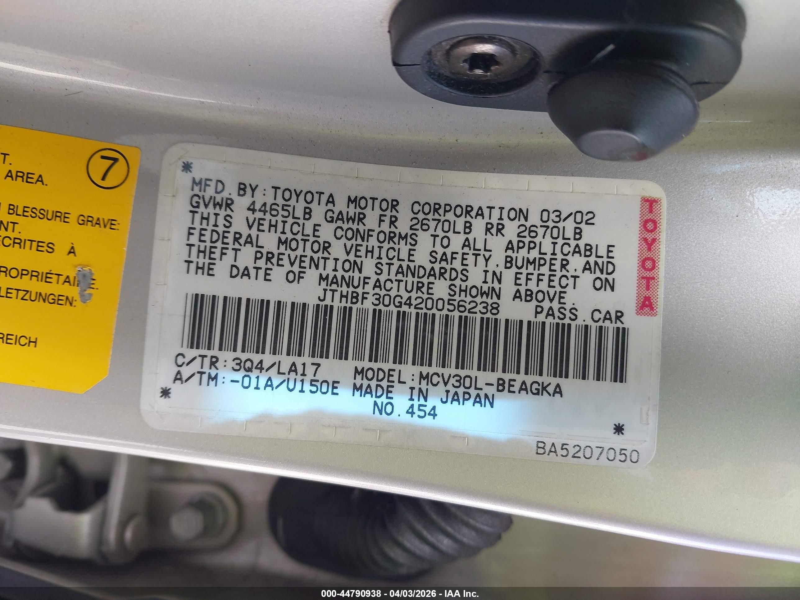 2002 Lexus Es 300   Gray vin: JTHBF30G420056238