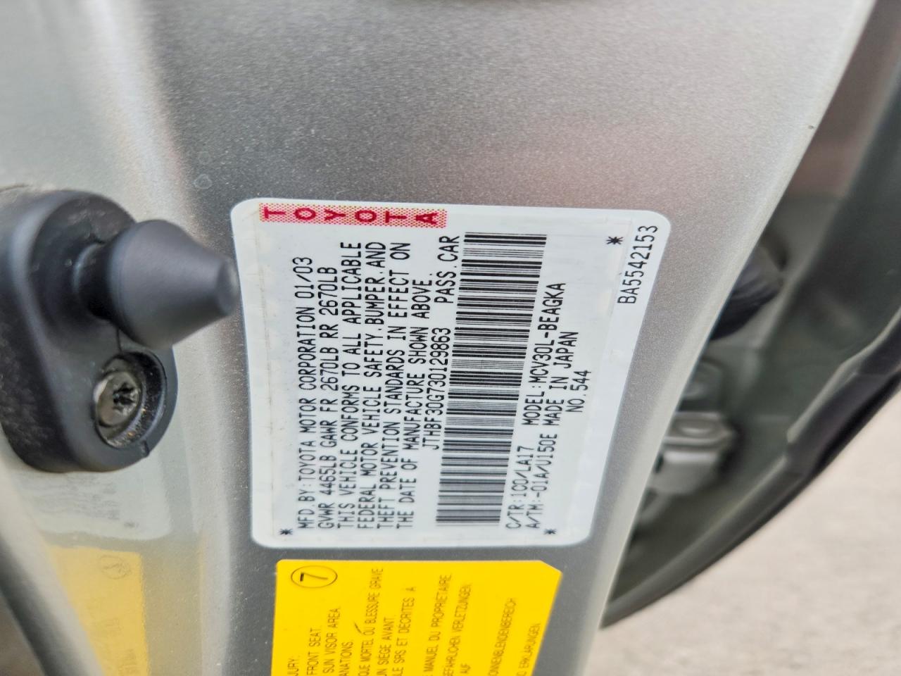 2003 Lexus Es 300 Серебряный vin: JTHBF30G730129863