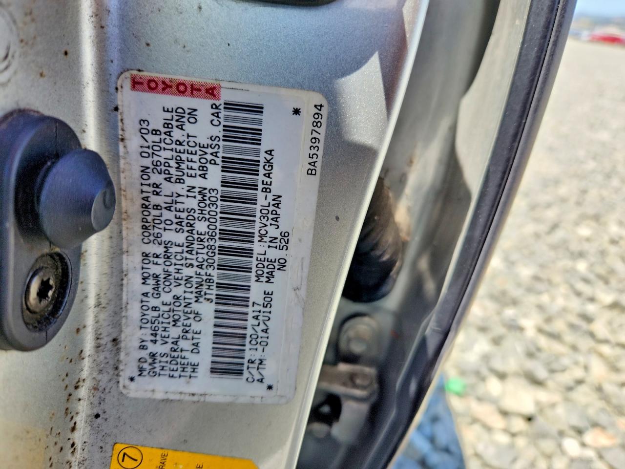 2003 Lexus Es 300 Silver vin: JTHBF30G836000303