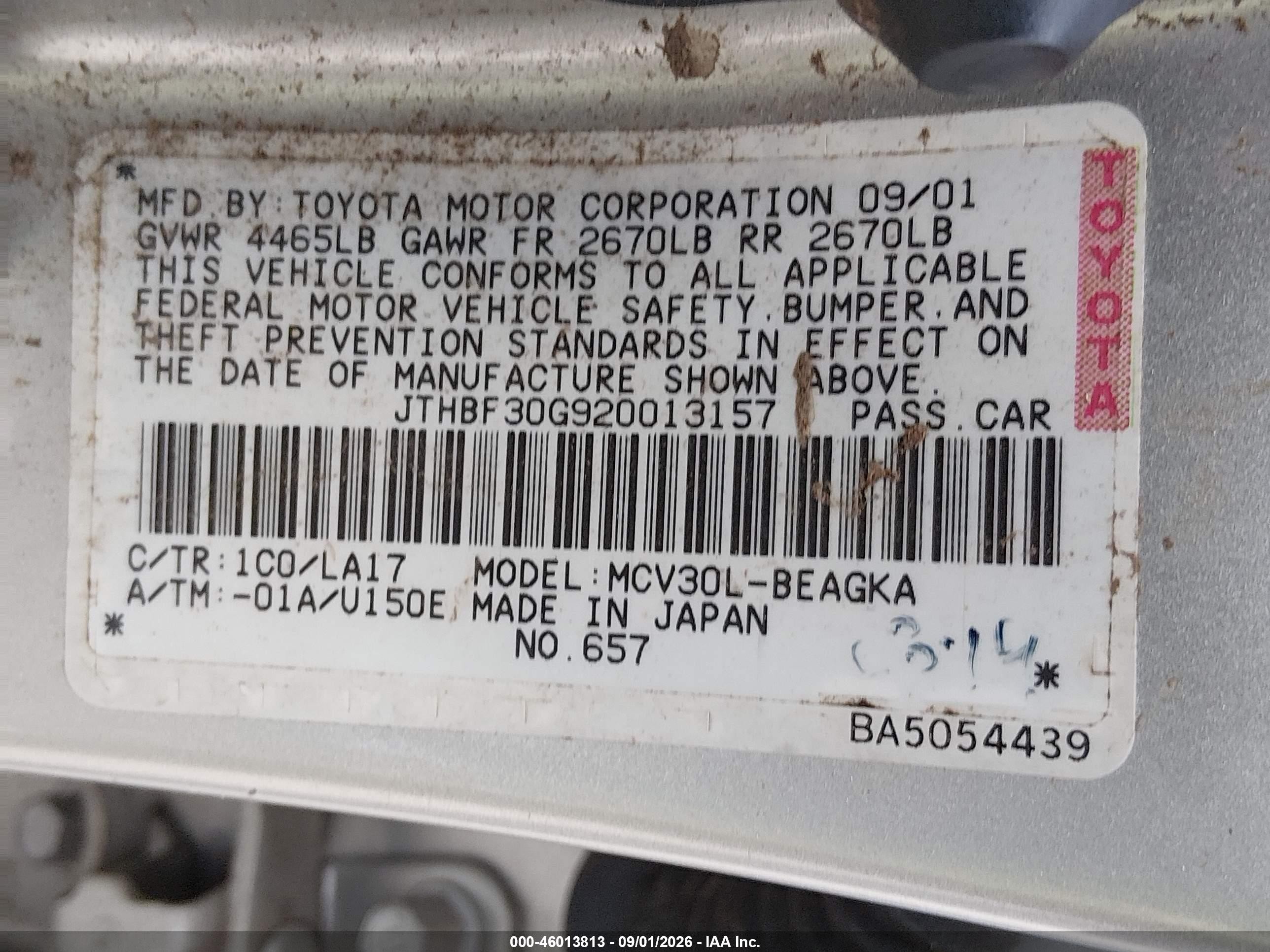 2002 Lexus Es 300   Gray vin: JTHBF30G920013157