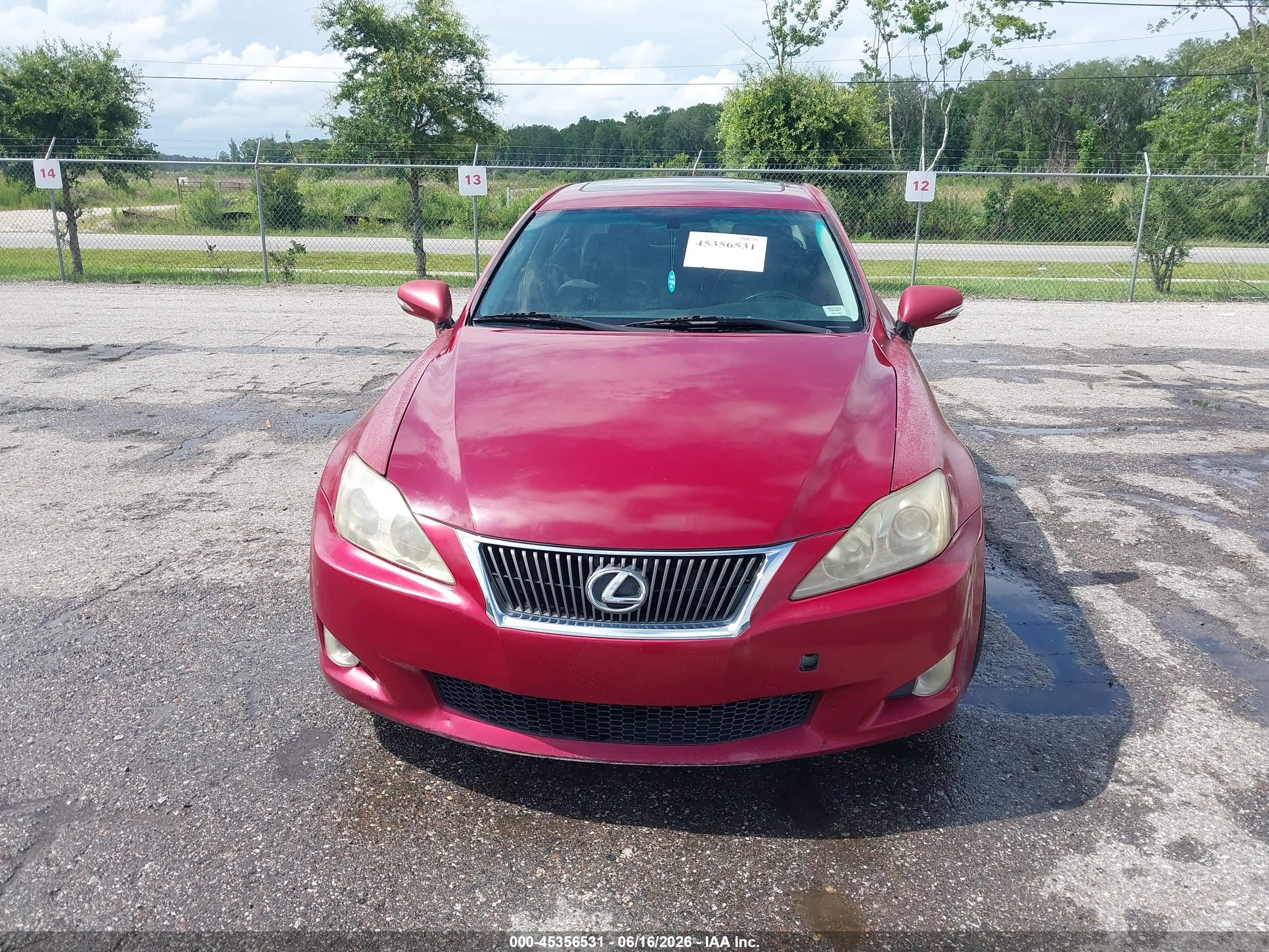 2010 Lexus Is 250   Burgundy vin: JTHBF5C20A5114763
