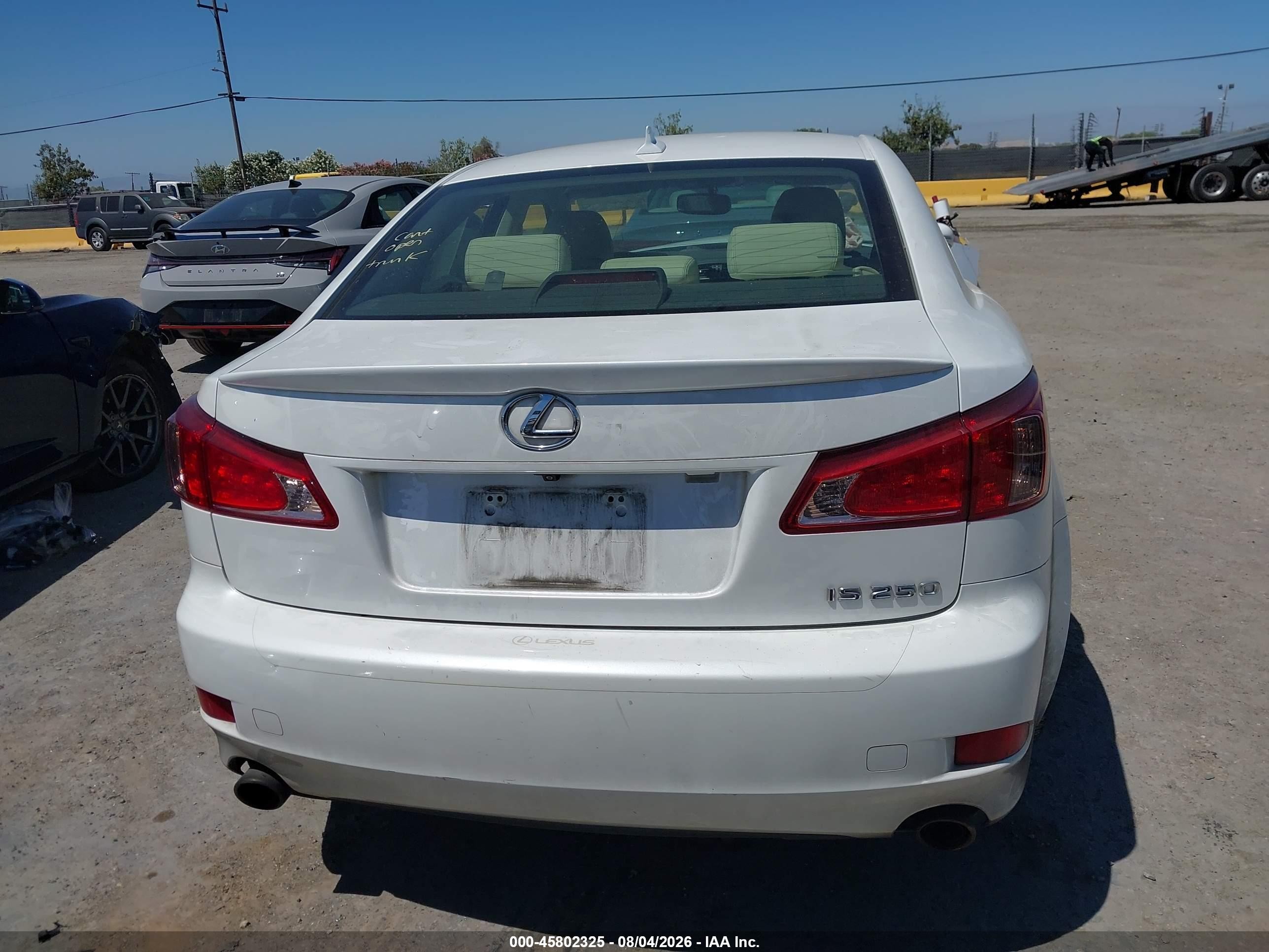 2012 Lexus Is 250 White vin: JTHBF5C21C2103100