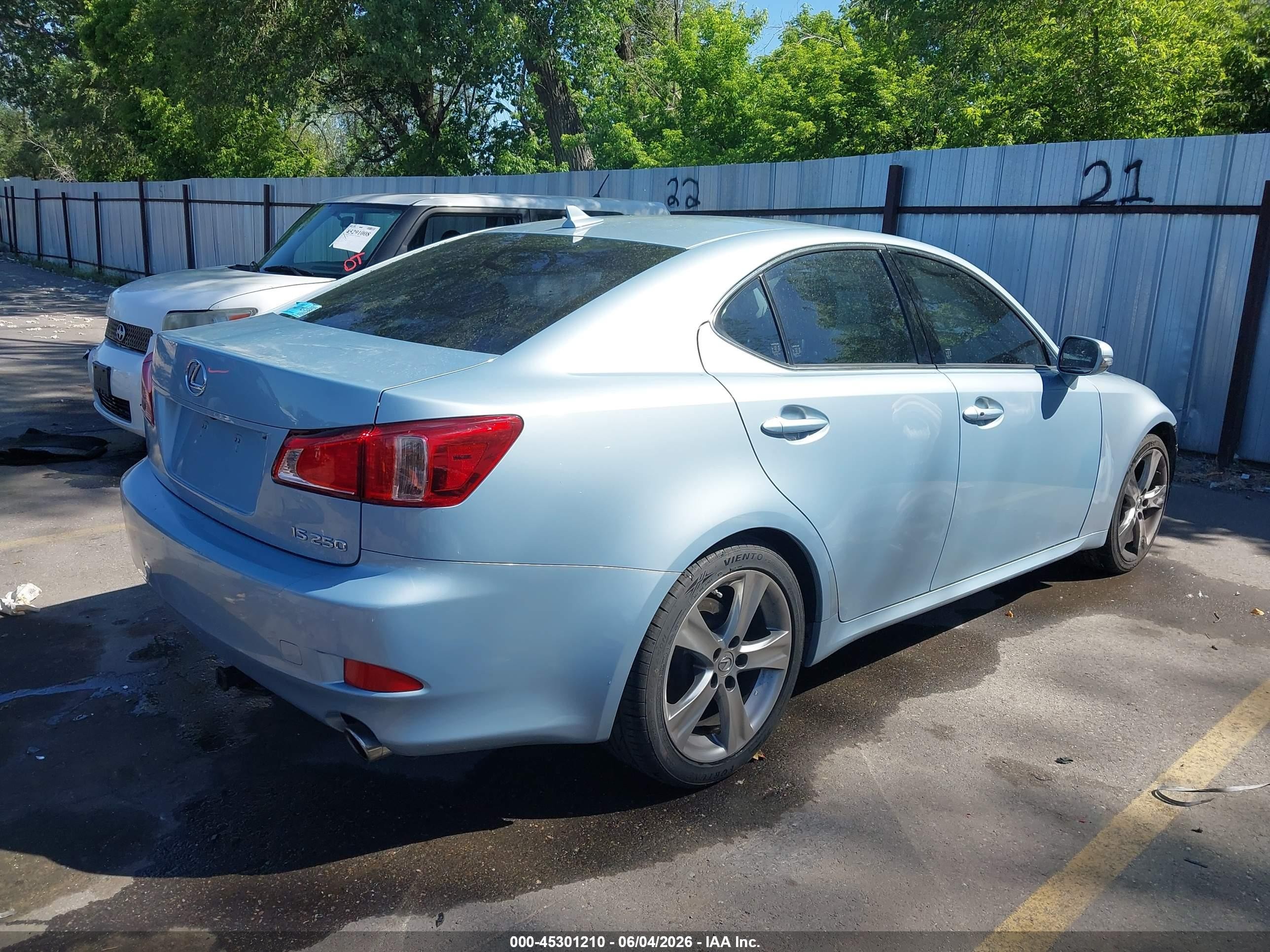2011 Lexus Is 250 Light Blue vin: JTHBF5C24B5153342