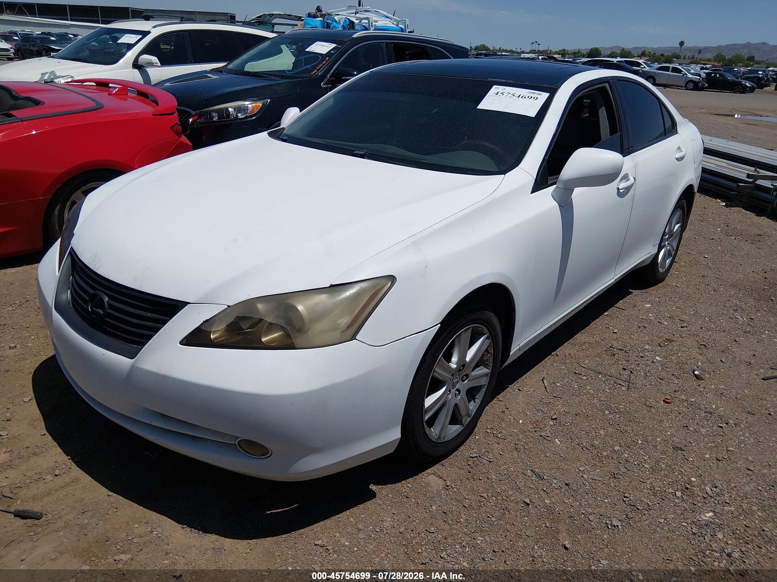 2007 Lexus Es 350   White vin: JTHBJ46G072012390