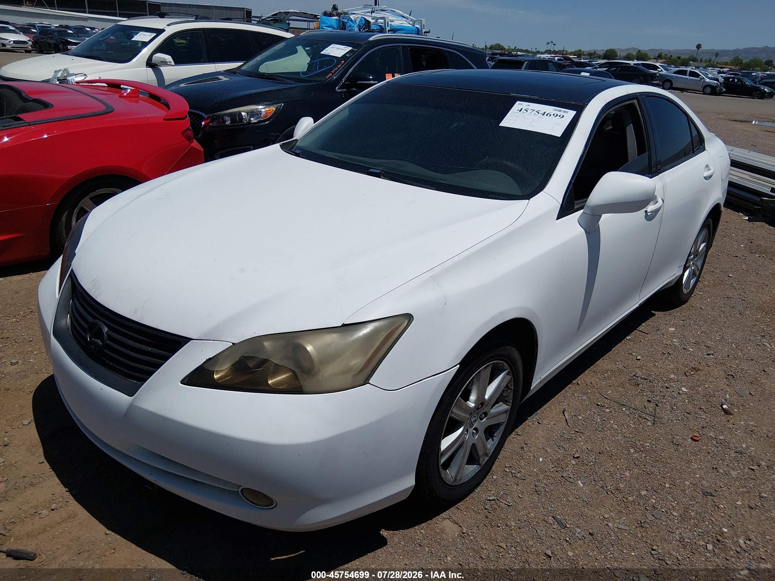 2007 Lexus Es 350   White vin: JTHBJ46G072012390
