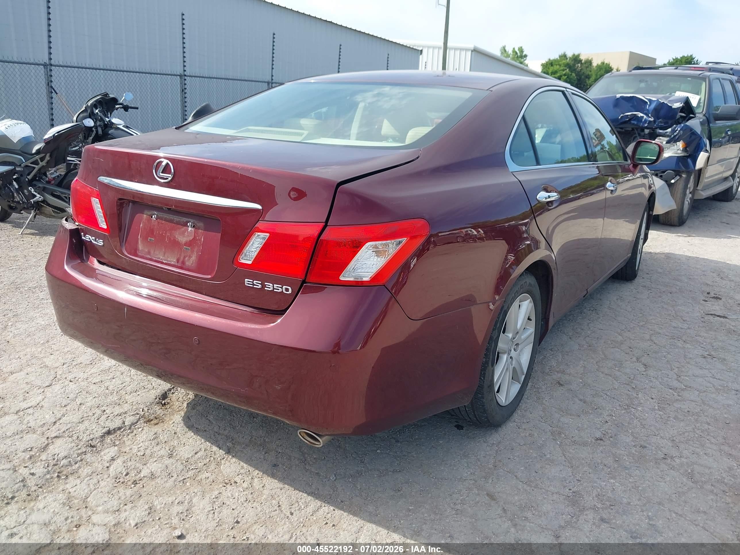 2007 Lexus Es 350   Red vin: JTHBJ46G072113459