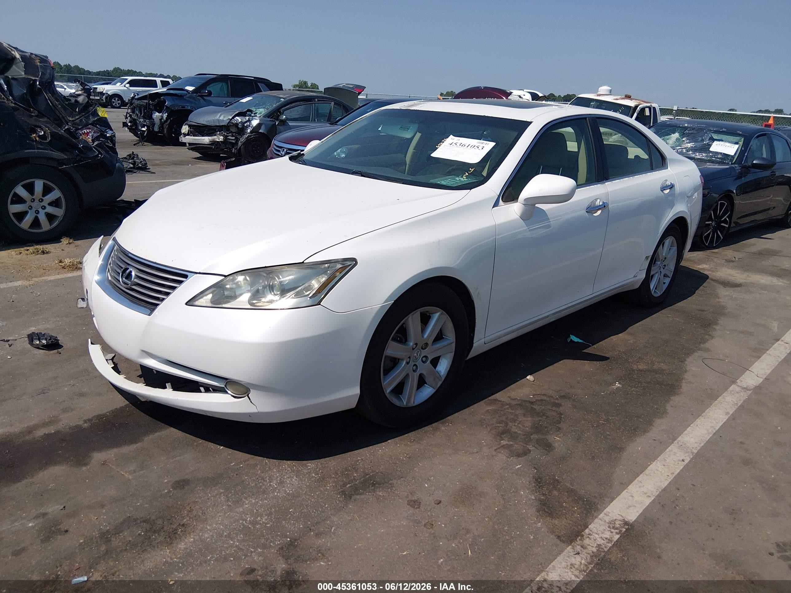 2008 Lexus Es 350   White vin: JTHBJ46G082210288