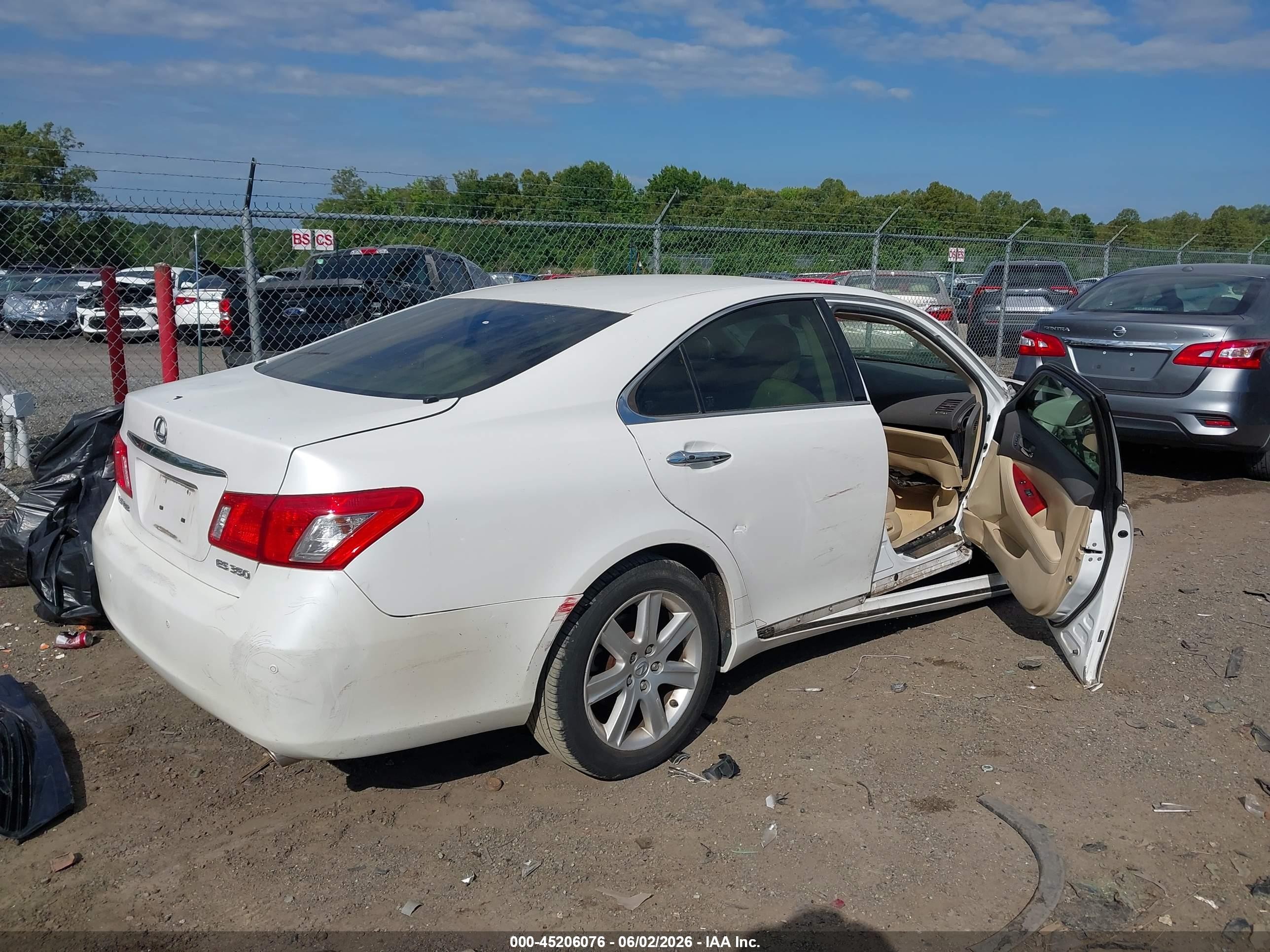 2009 Lexus Es 350   White vin: JTHBJ46G392305235