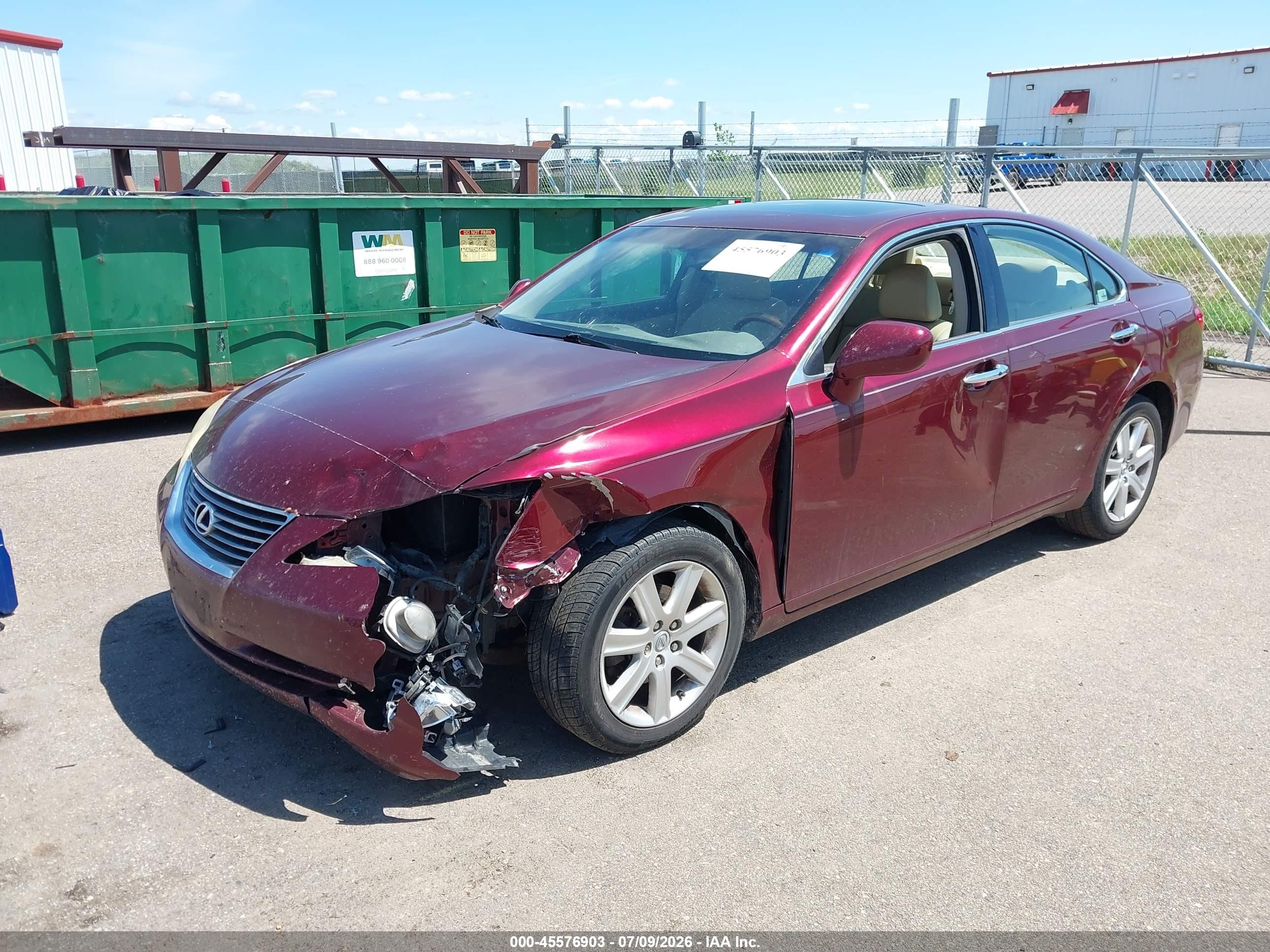 2007 Lexus Es 350   Burgundy vin: JTHBJ46G572003877