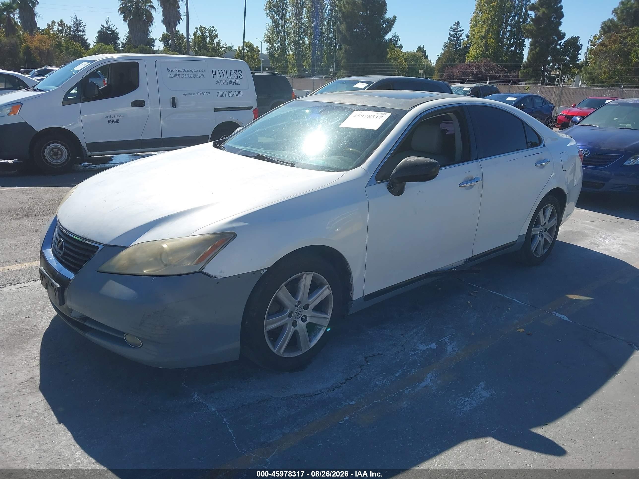 2008 Lexus Es 350 White vin: JTHBJ46G582171634