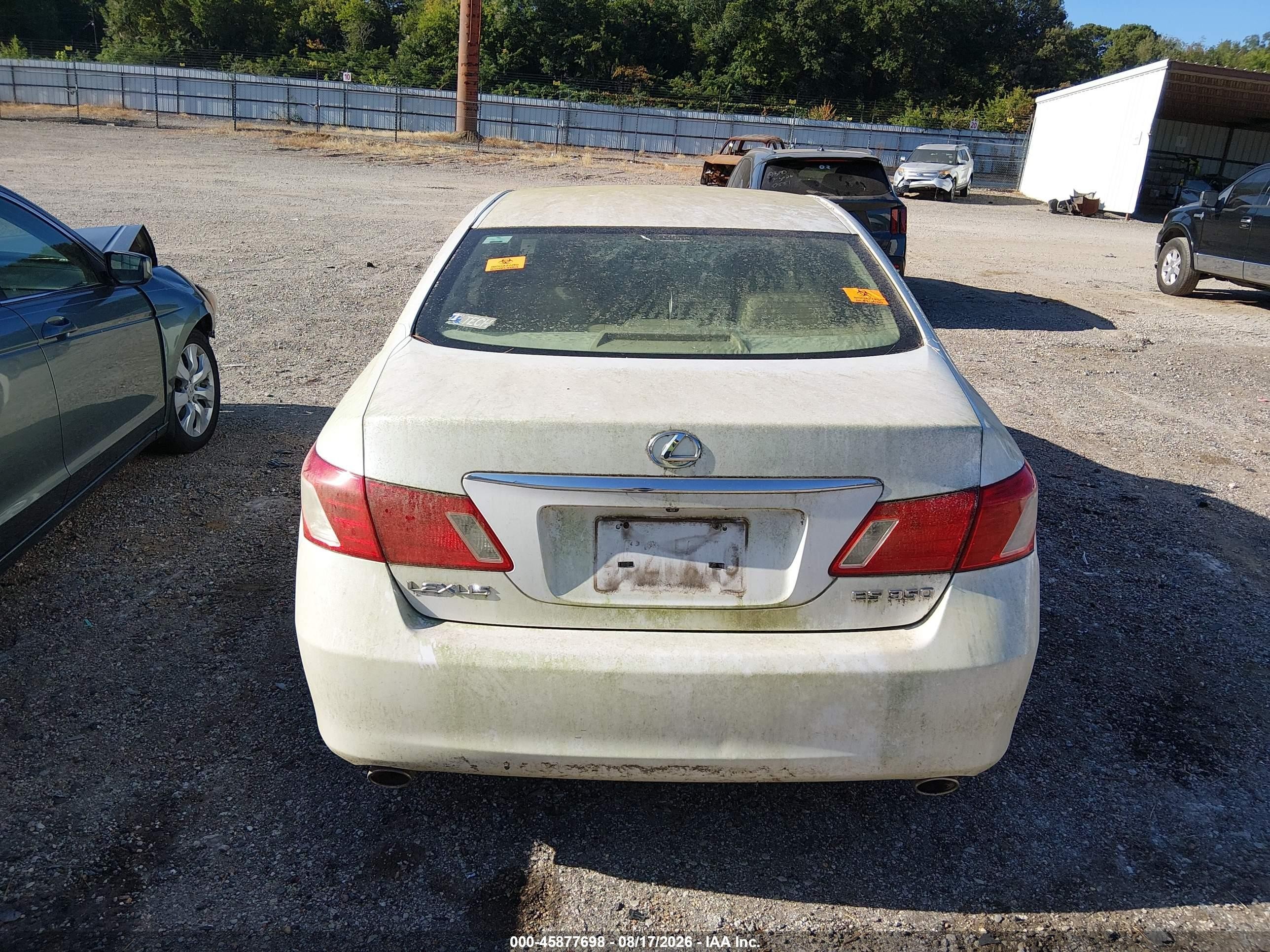 2007 Lexus Es 350   White vin: JTHBJ46G672082007