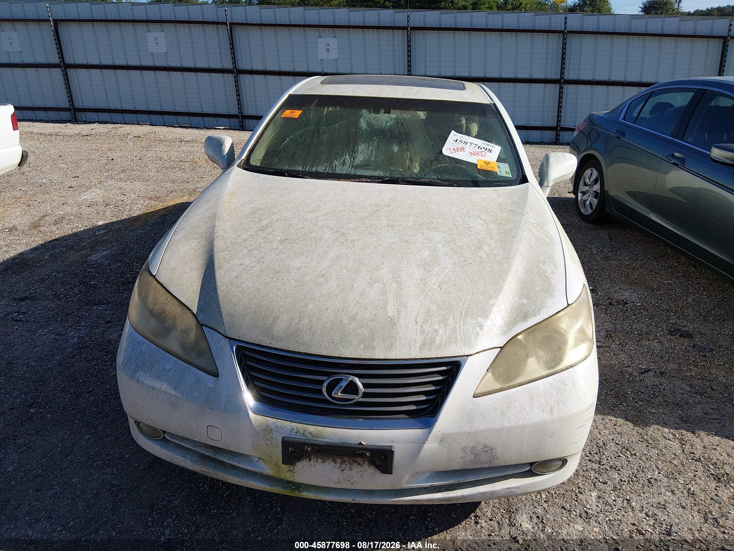 2007 Lexus Es 350   White vin: JTHBJ46G672082007