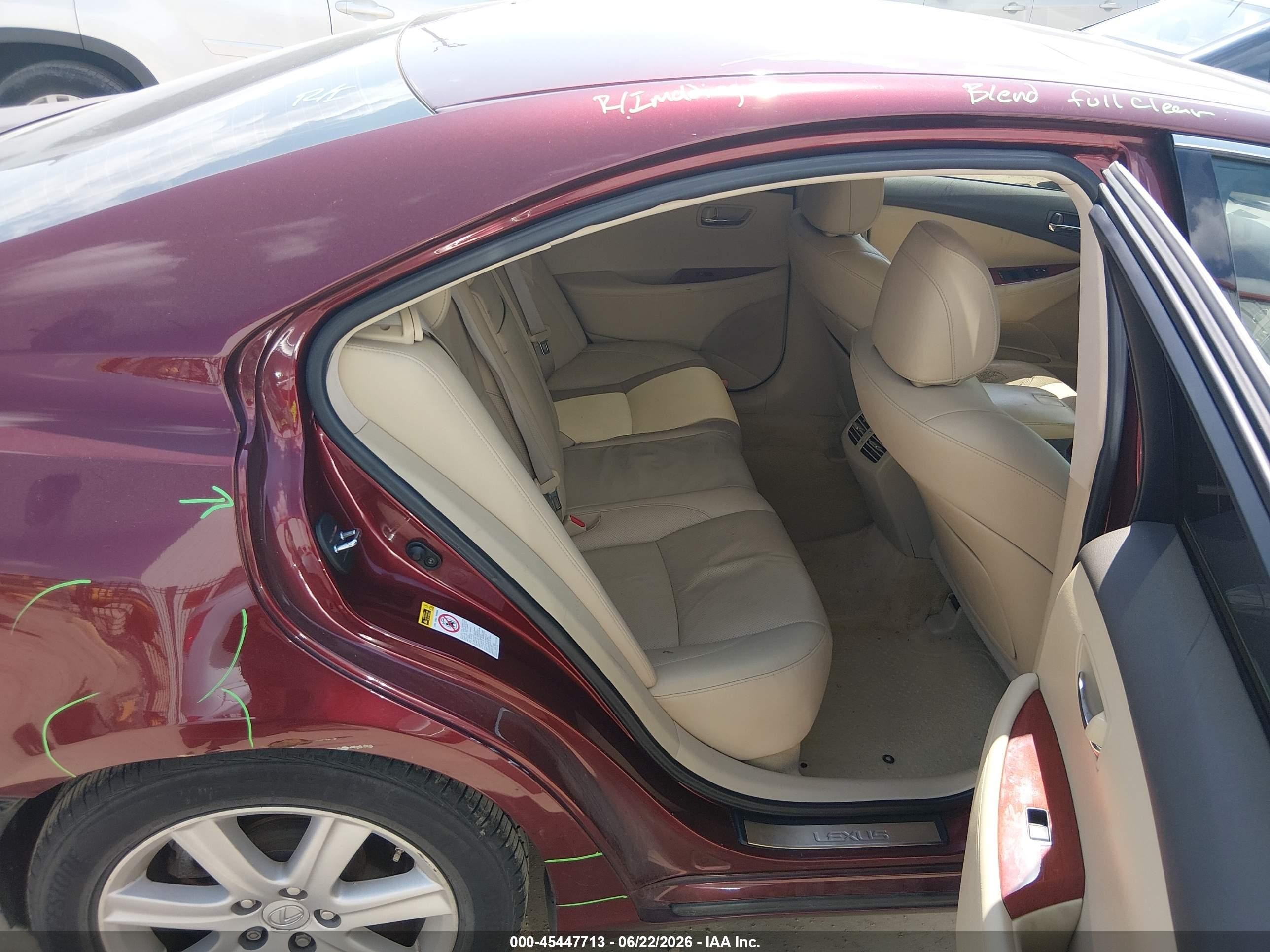 2008 Lexus Es 350   Burgundy vin: JTHBJ46G682181153
