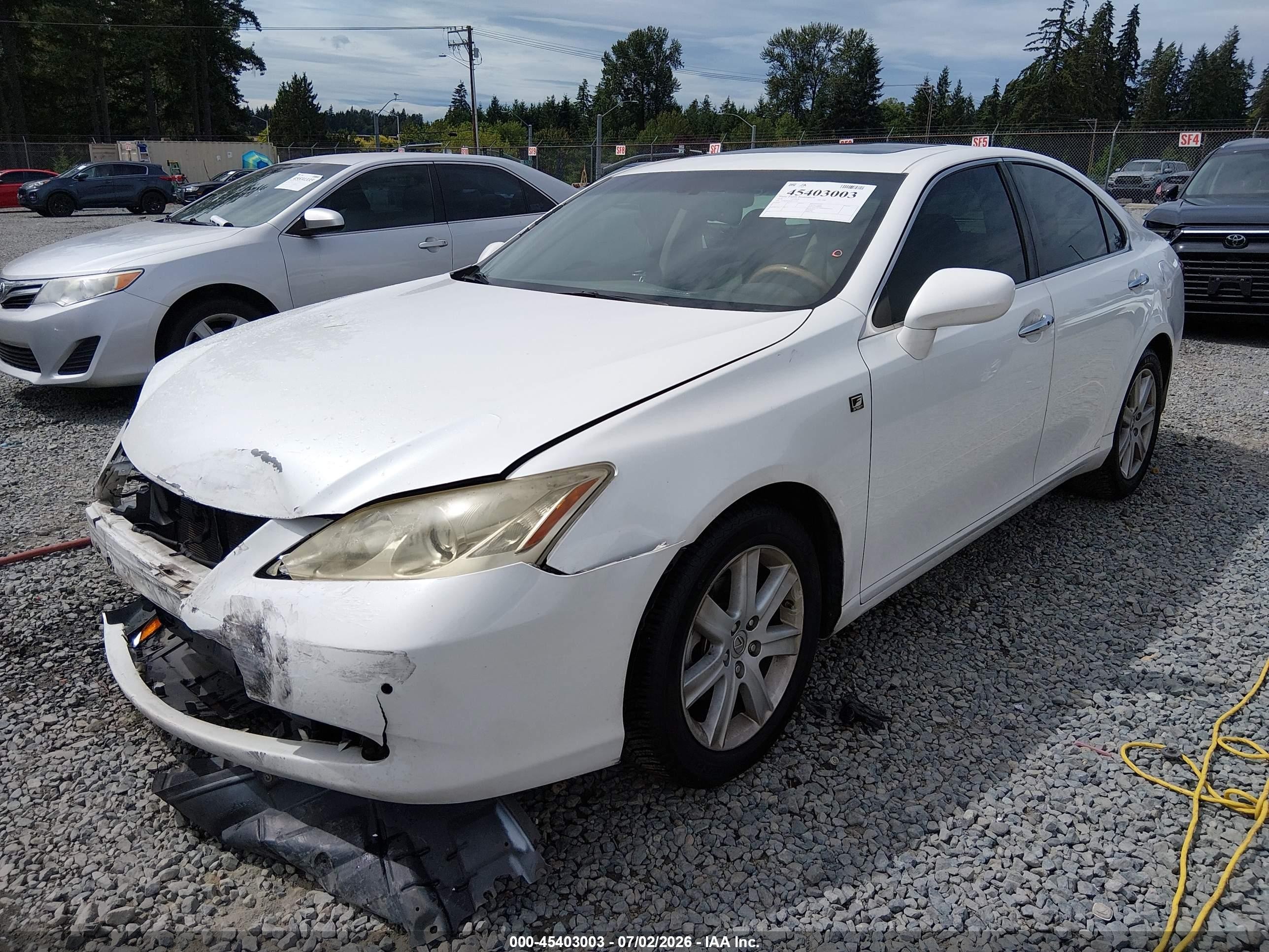 2008 Lexus Es 350   White vin: JTHBJ46G682217262
