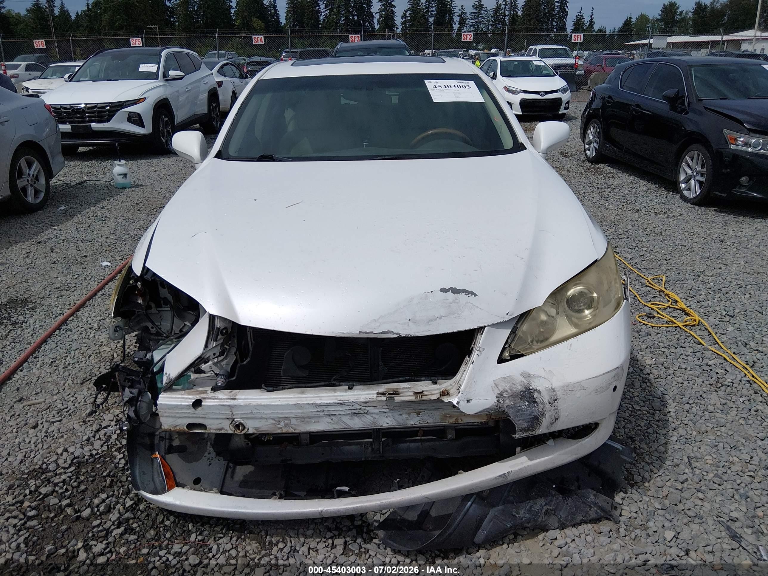 2008 Lexus Es 350   White vin: JTHBJ46G682217262