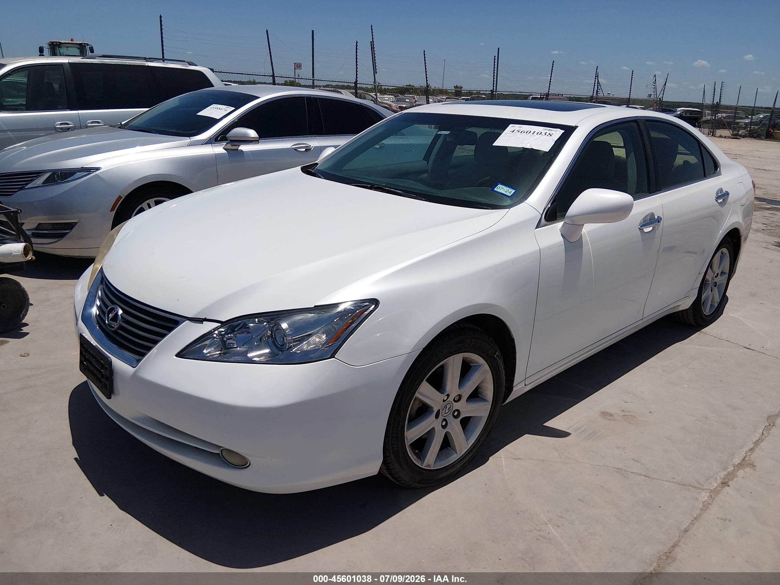 2009 Lexus Es 350   White vin: JTHBJ46G792287550