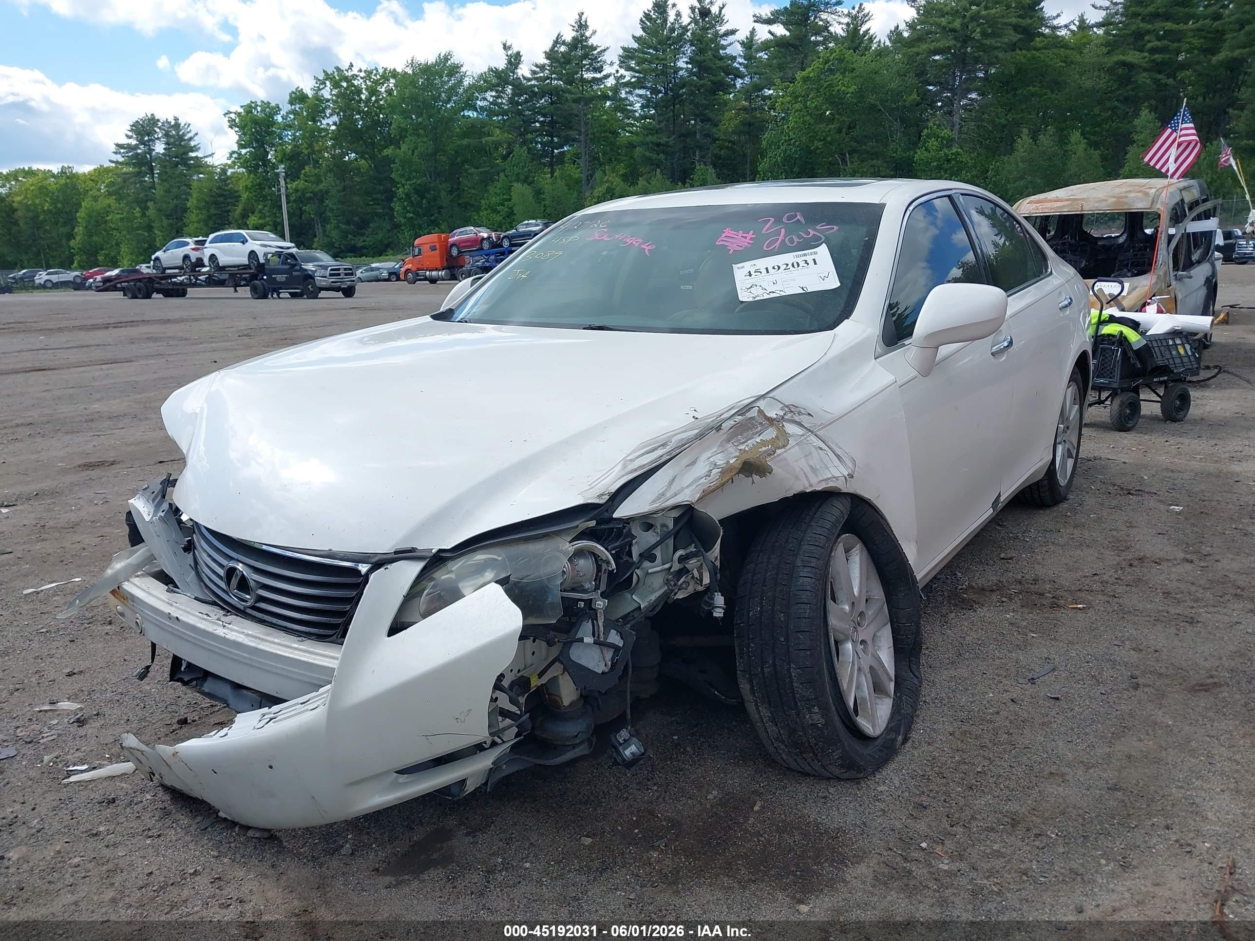 2007 Lexus Es 350   White vin: JTHBJ46G872013089