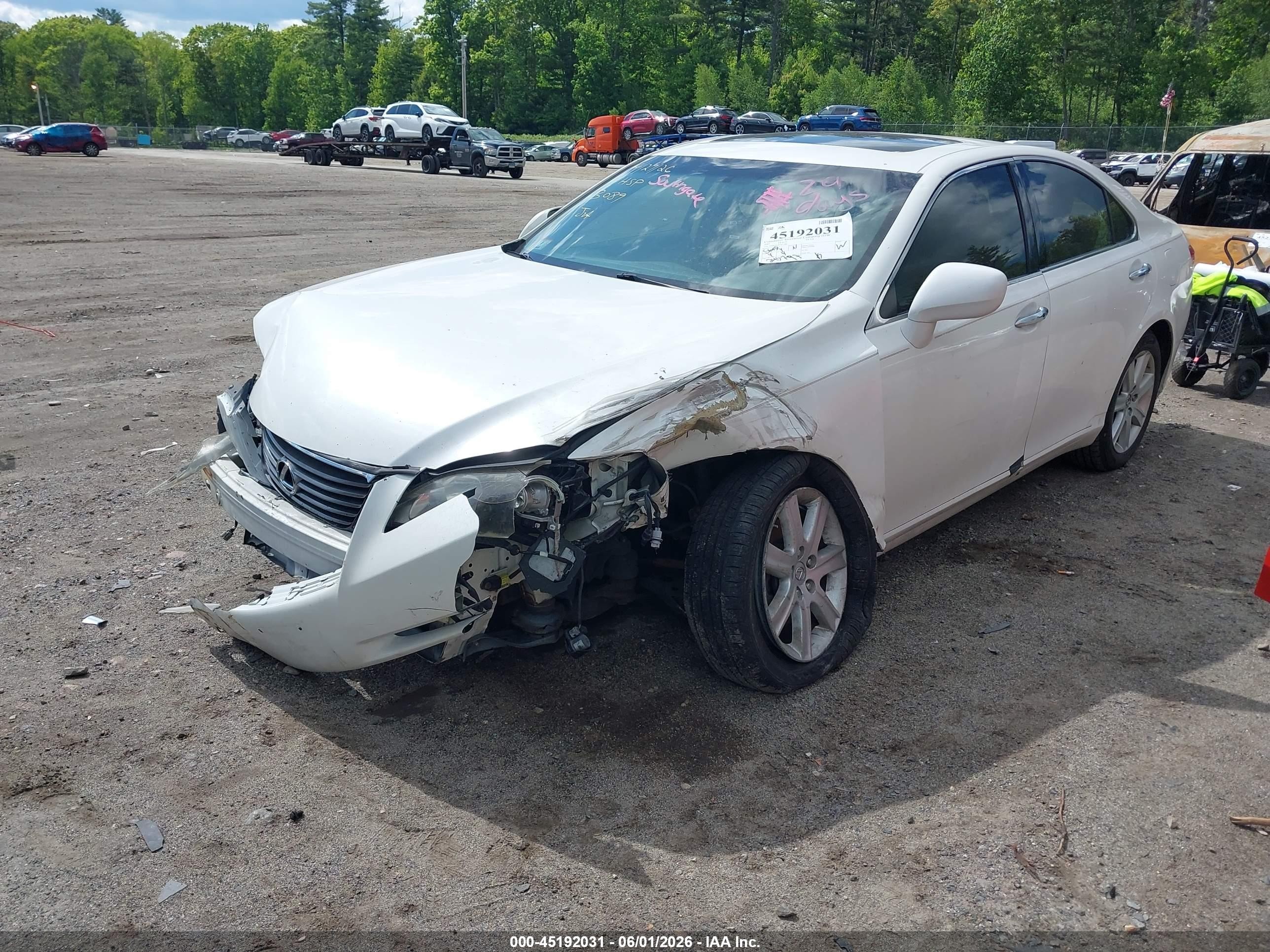 2007 Lexus Es 350   White vin: JTHBJ46G872013089