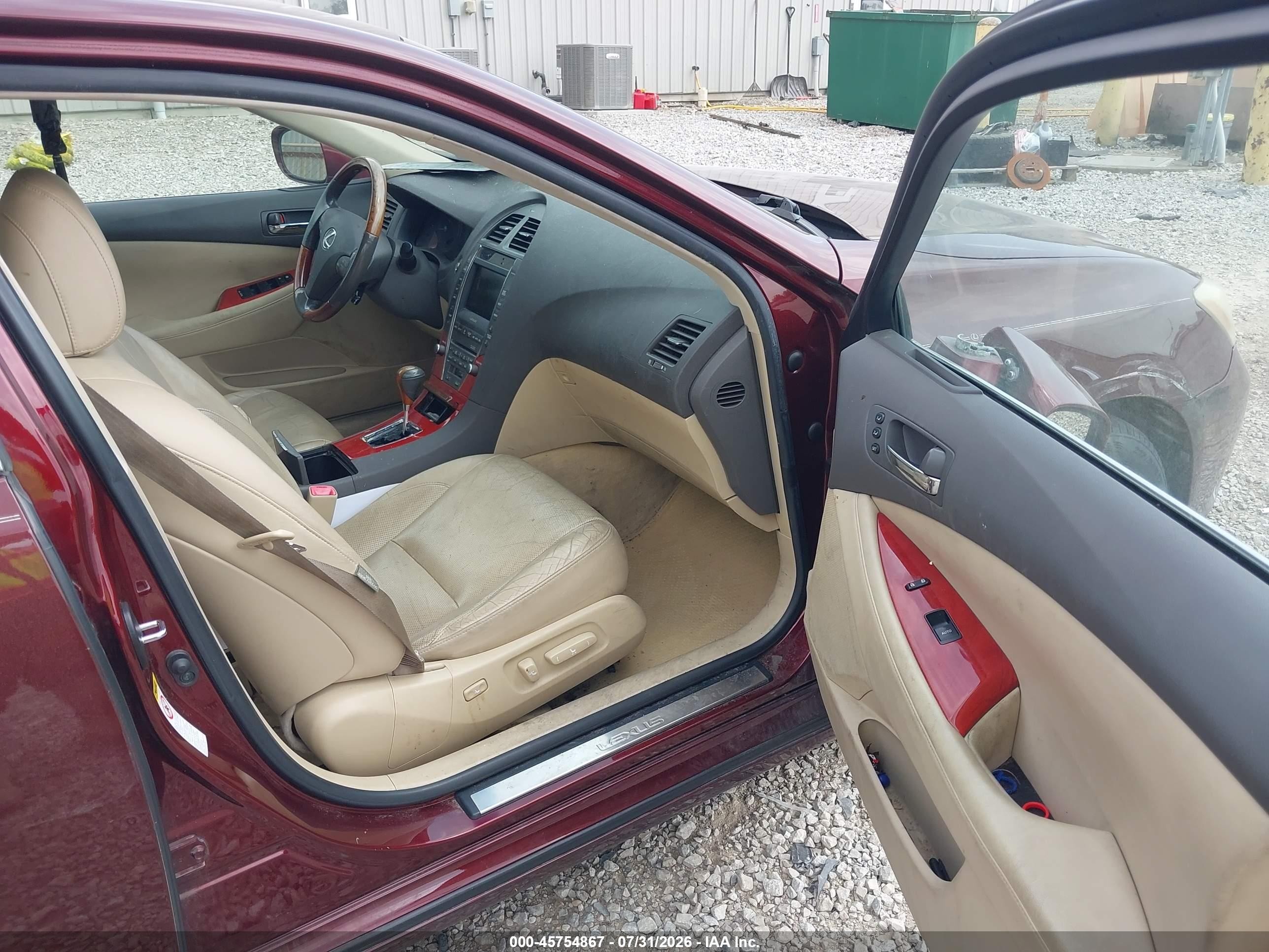 2007 Lexus Es 350   Темно-бордовый vin: JTHBJ46G872084633