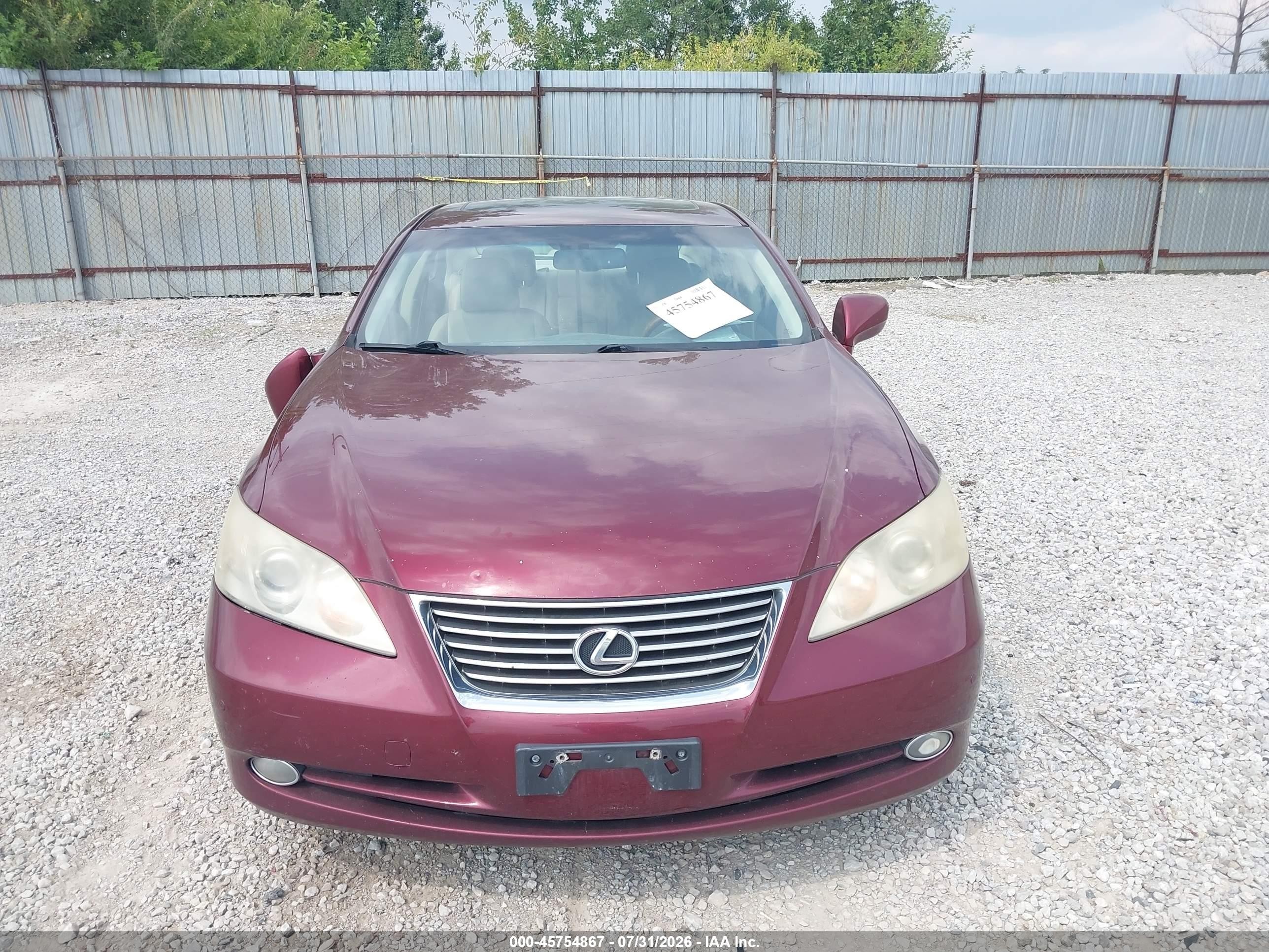 2007 Lexus Es 350   Темно-бордовый vin: JTHBJ46G872084633