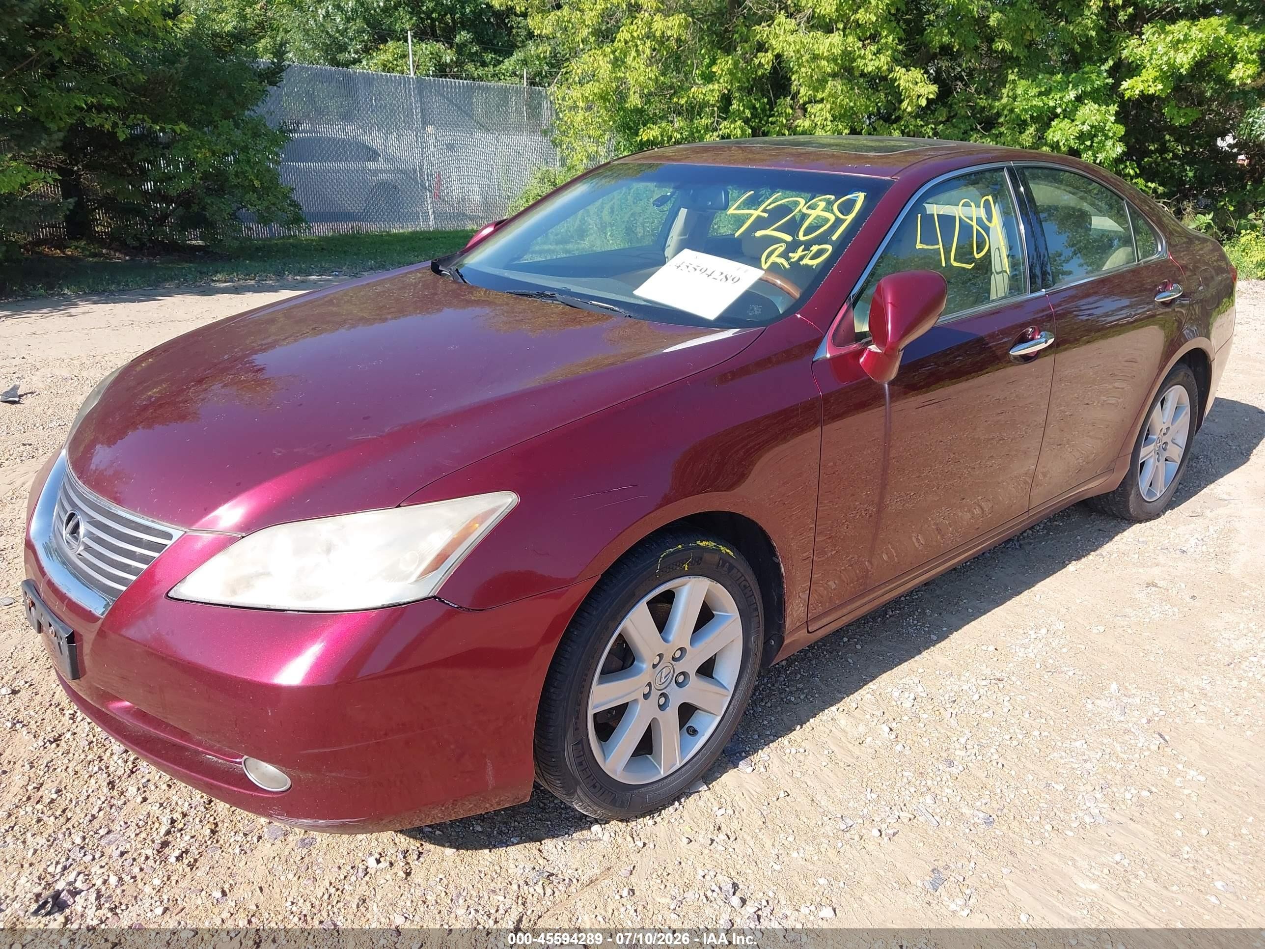 2007 Lexus Es 350   Maroon vin: JTHBJ46G872089749