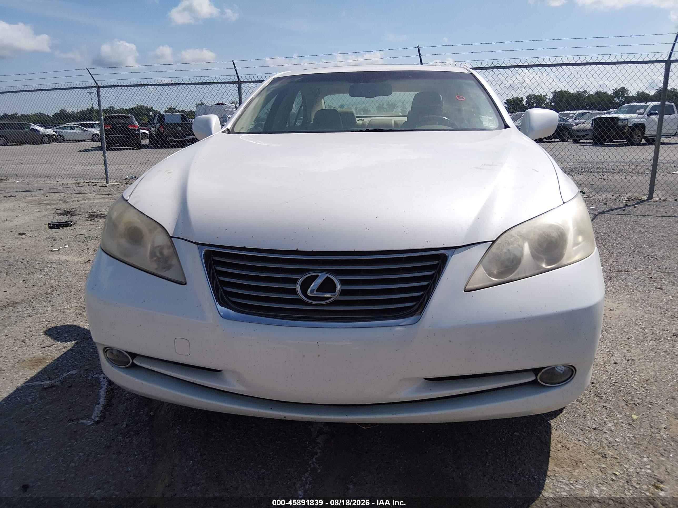 2007 Lexus Es 350   White vin: JTHBJ46G872115461