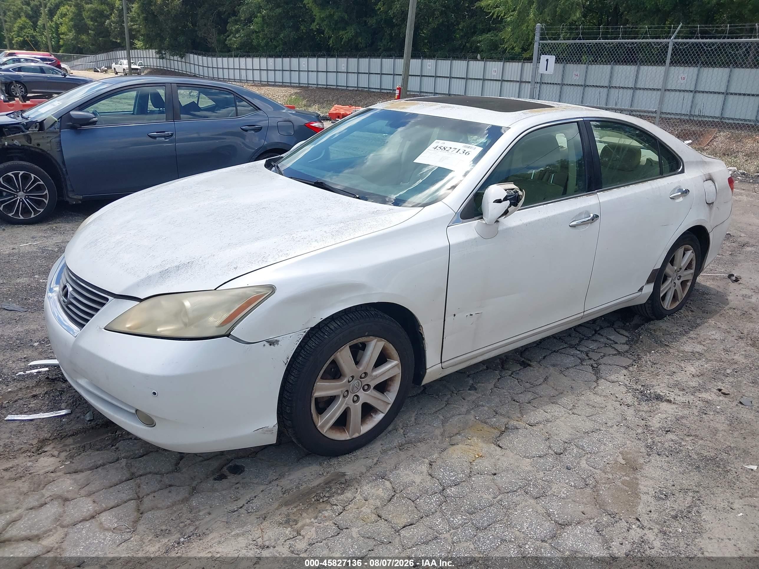 2008 Lexus Es 350   White vin: JTHBJ46G882266091