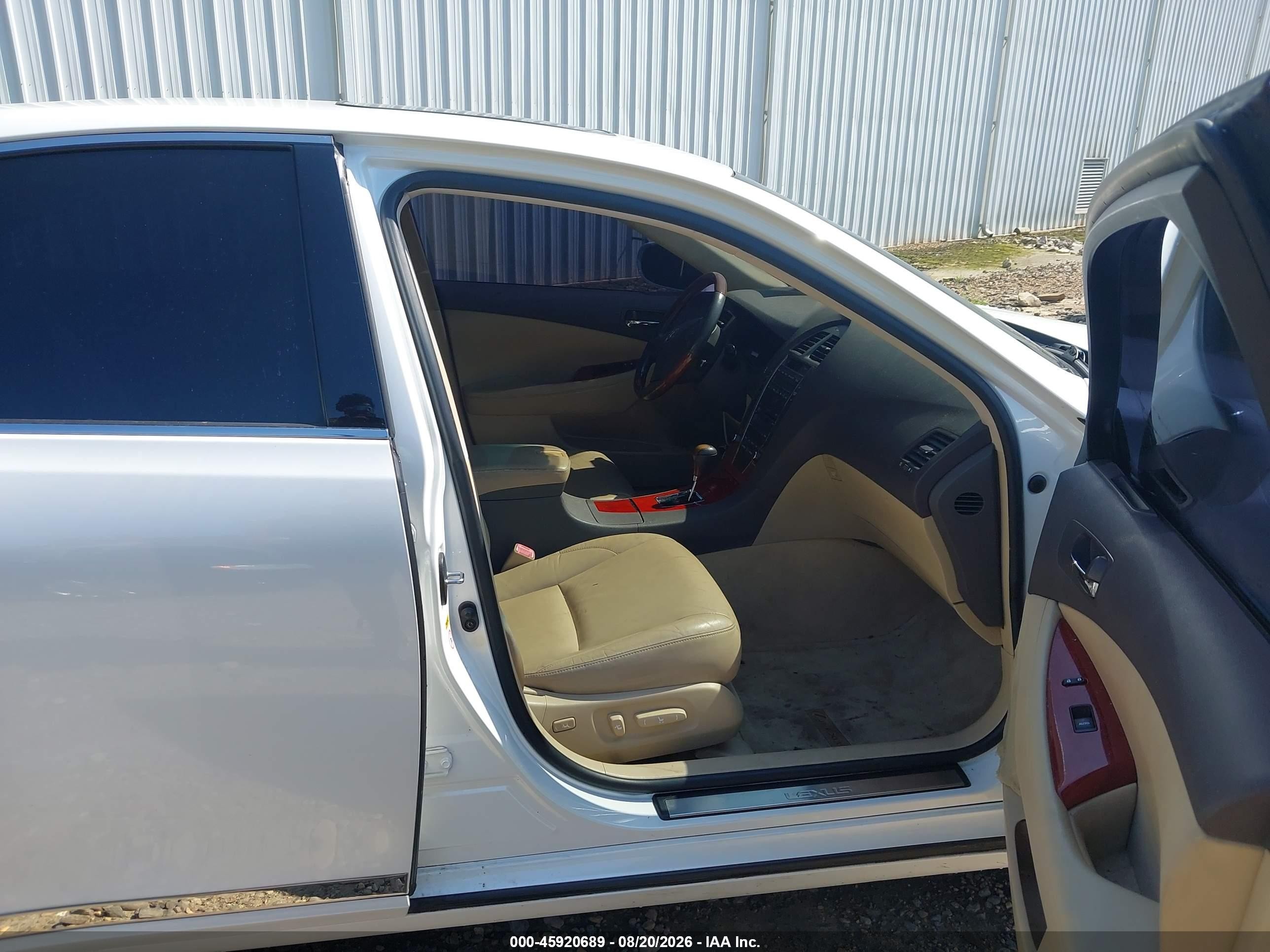 2008 Lexus Es 350   White vin: JTHBJ46G982214064