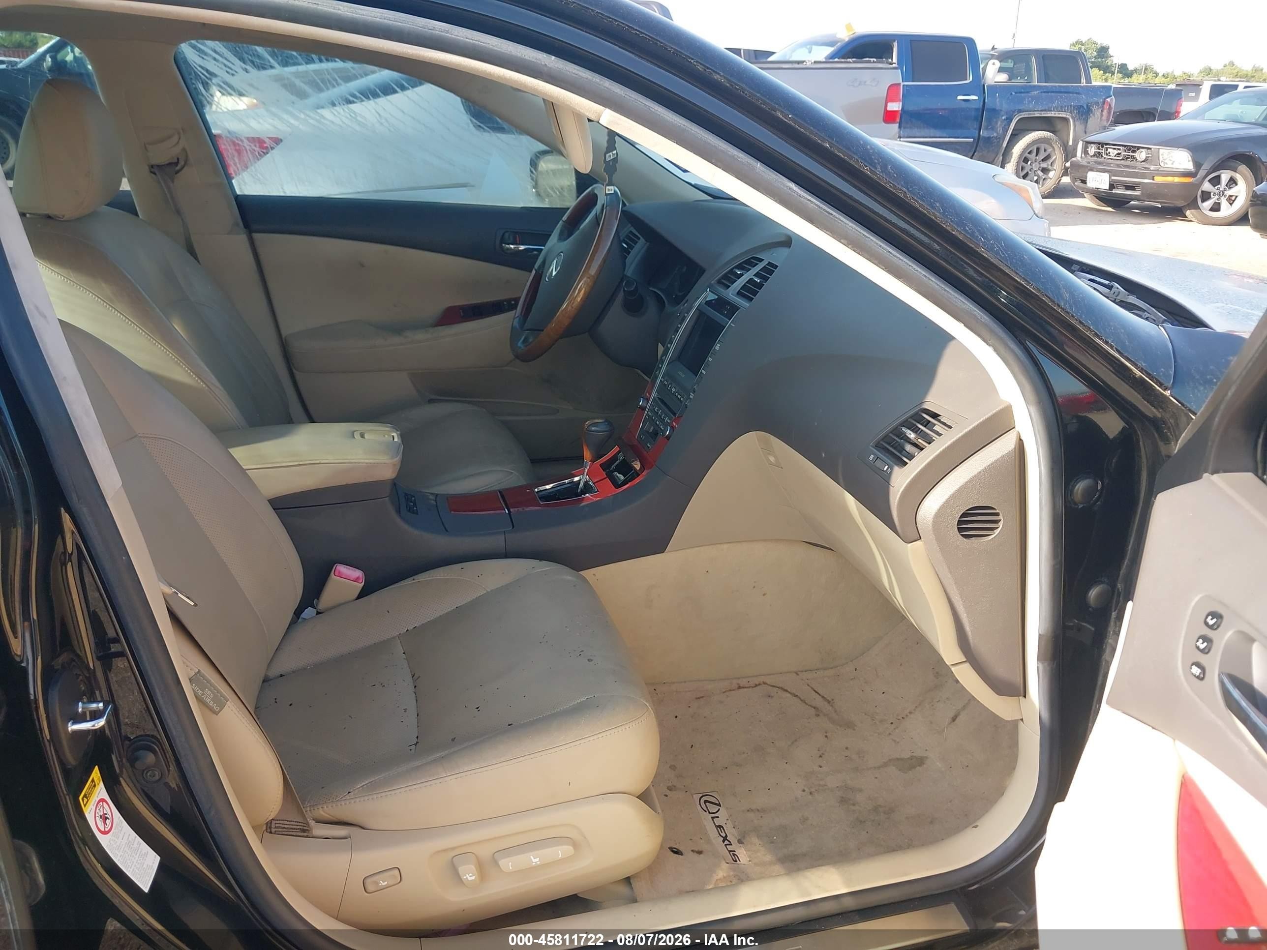 2008 Lexus Es 350   Black vin: JTHBJ46GX82207723