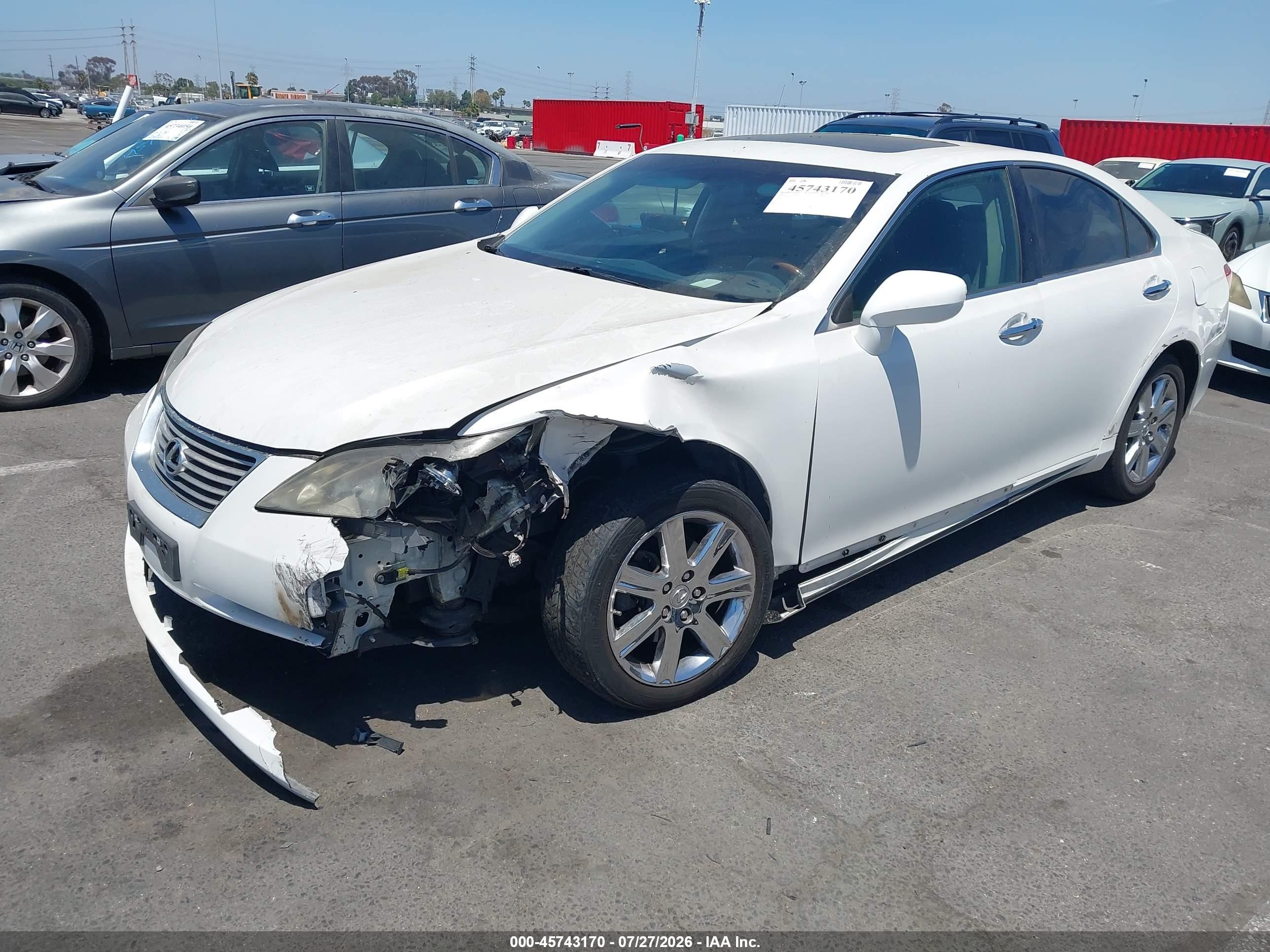 2009 Lexus Es 350   White vin: JTHBJ46GX92337745