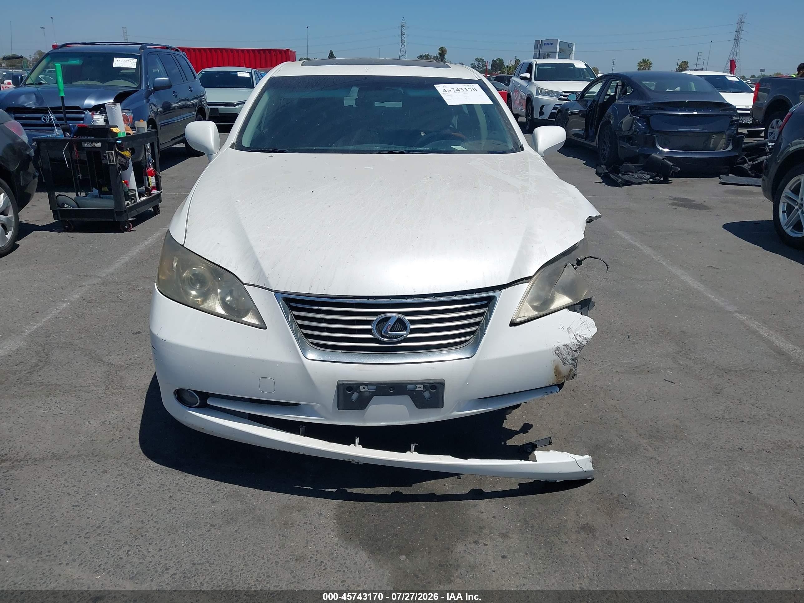 2009 Lexus Es 350   White vin: JTHBJ46GX92337745