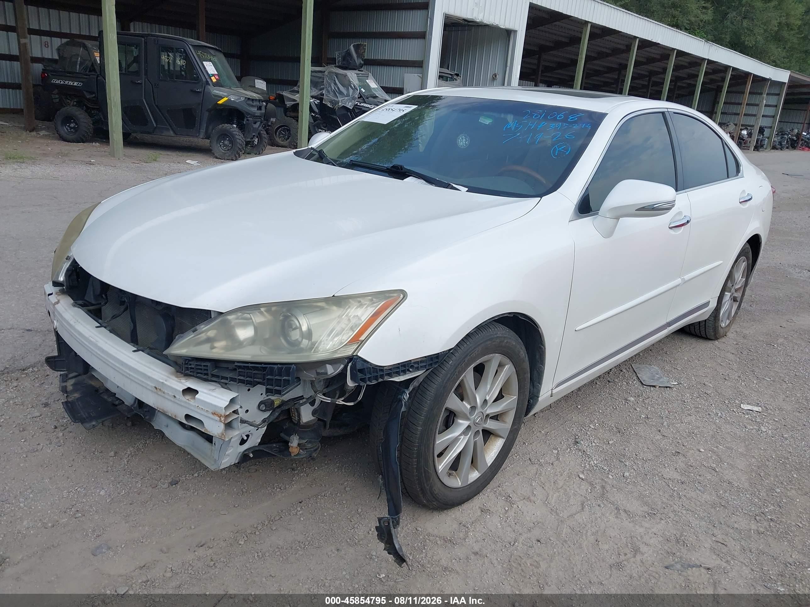 2012 Lexus Es 350   White vin: JTHBK1EG3C2505097