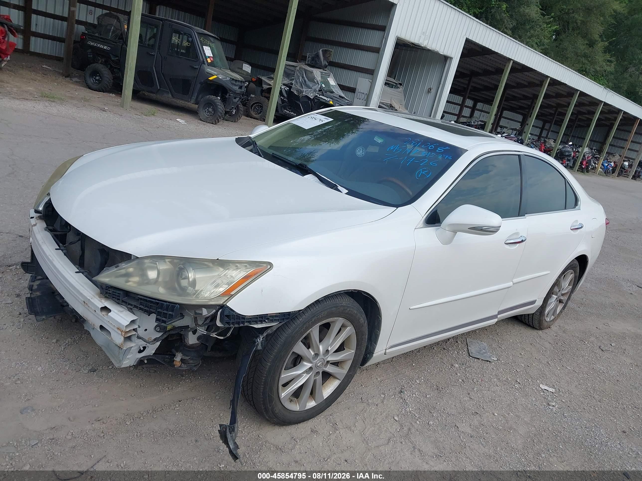 2012 Lexus Es 350   White vin: JTHBK1EG3C2505097