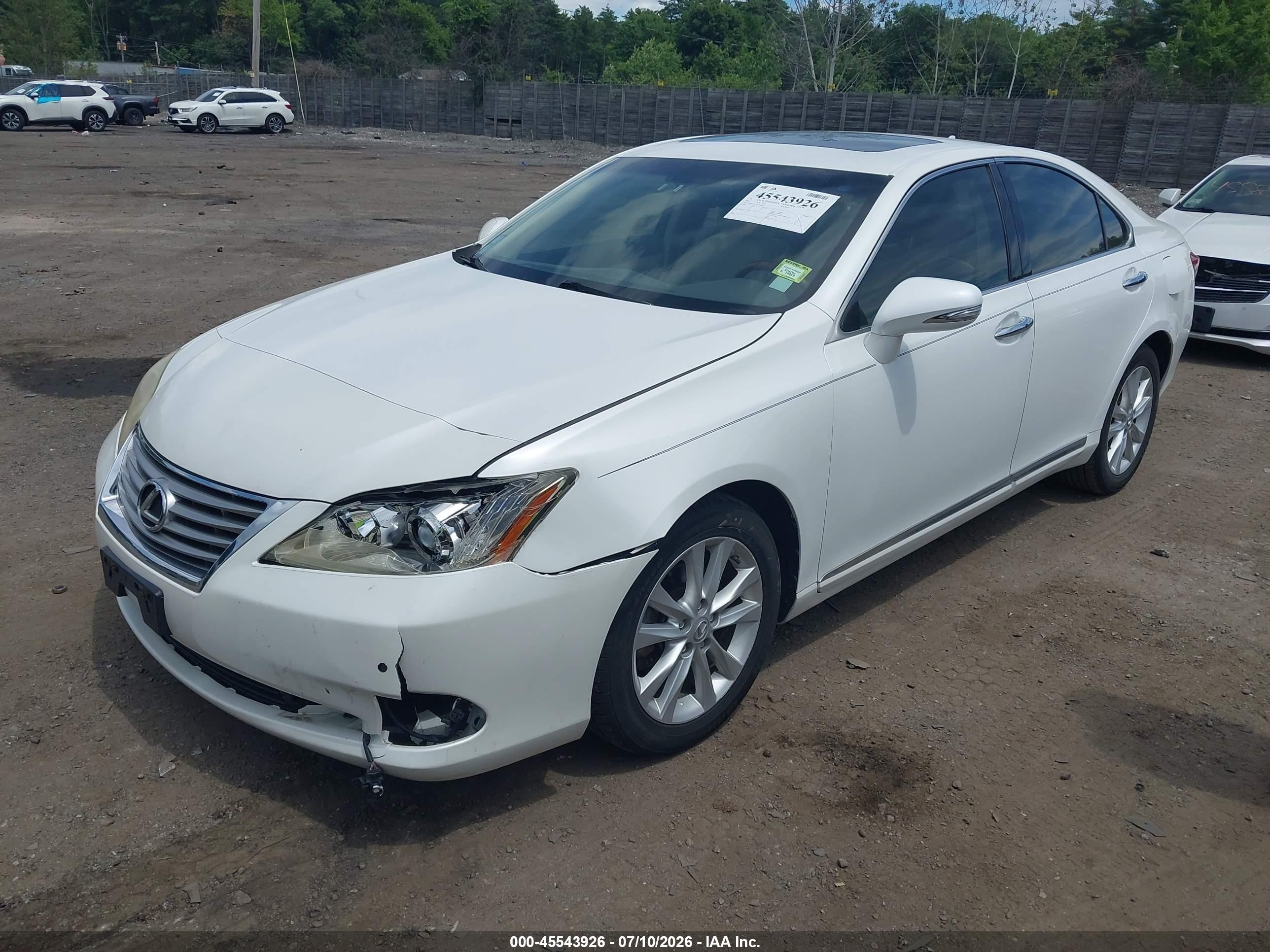 2012 Lexus Es 350   White vin: JTHBK1EG3C2508016