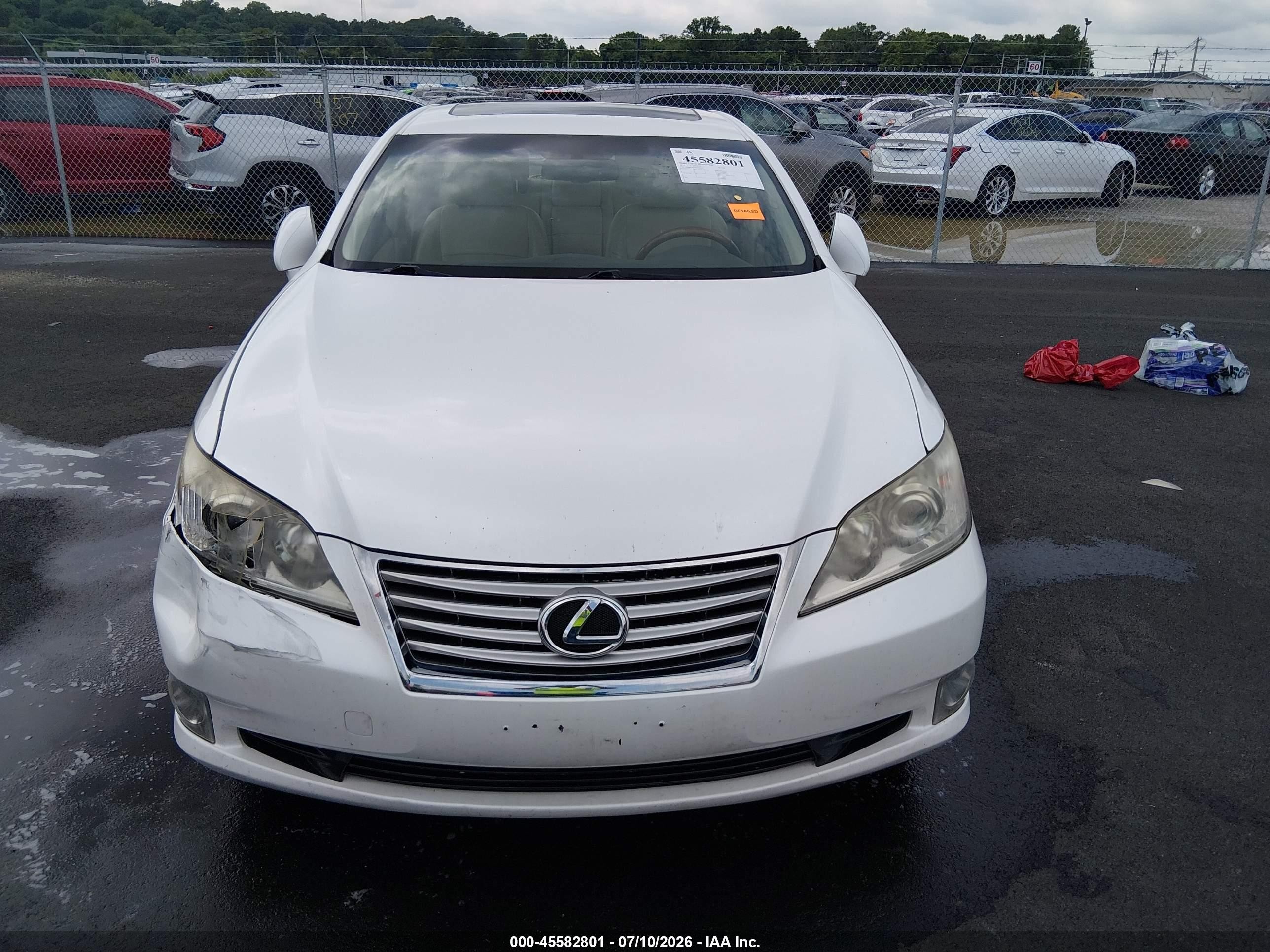 2010 Lexus Es 350   White vin: JTHBK1EG5A2396347