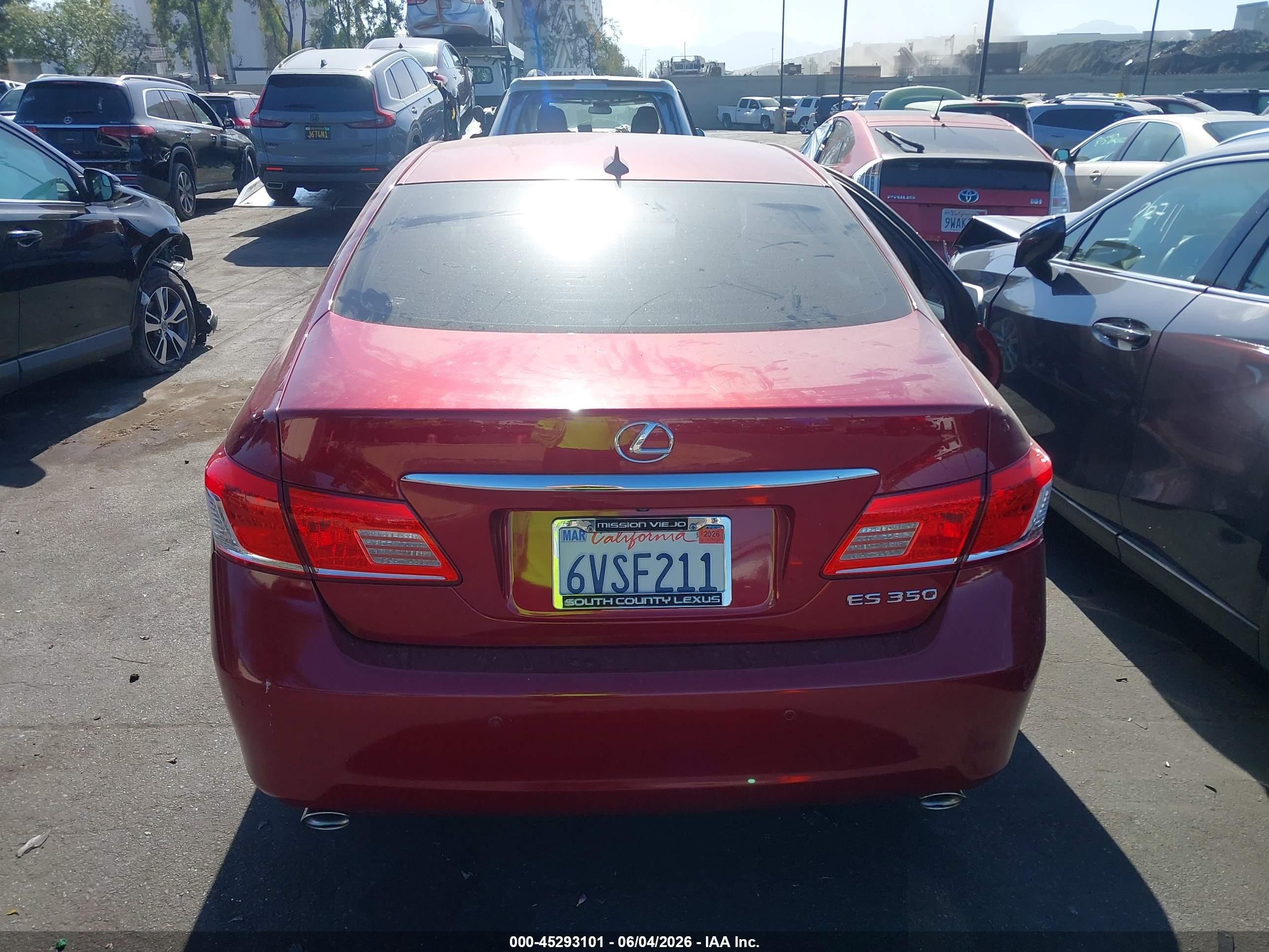 2012 Lexus Es 350 Red vin: JTHBK1EG5C2493115