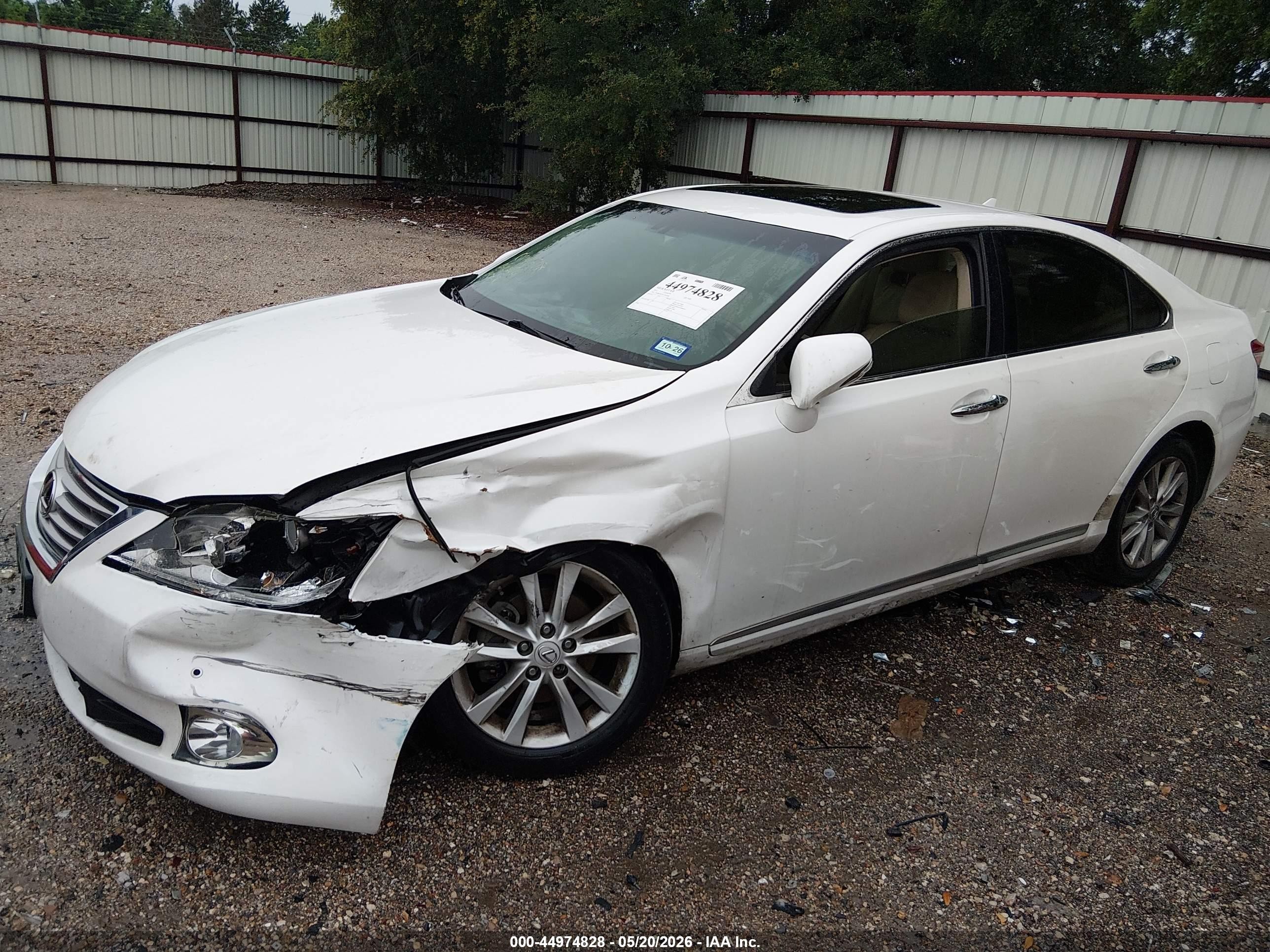 2012 Lexus Es 350   White vin: JTHBK1EG5C2502458