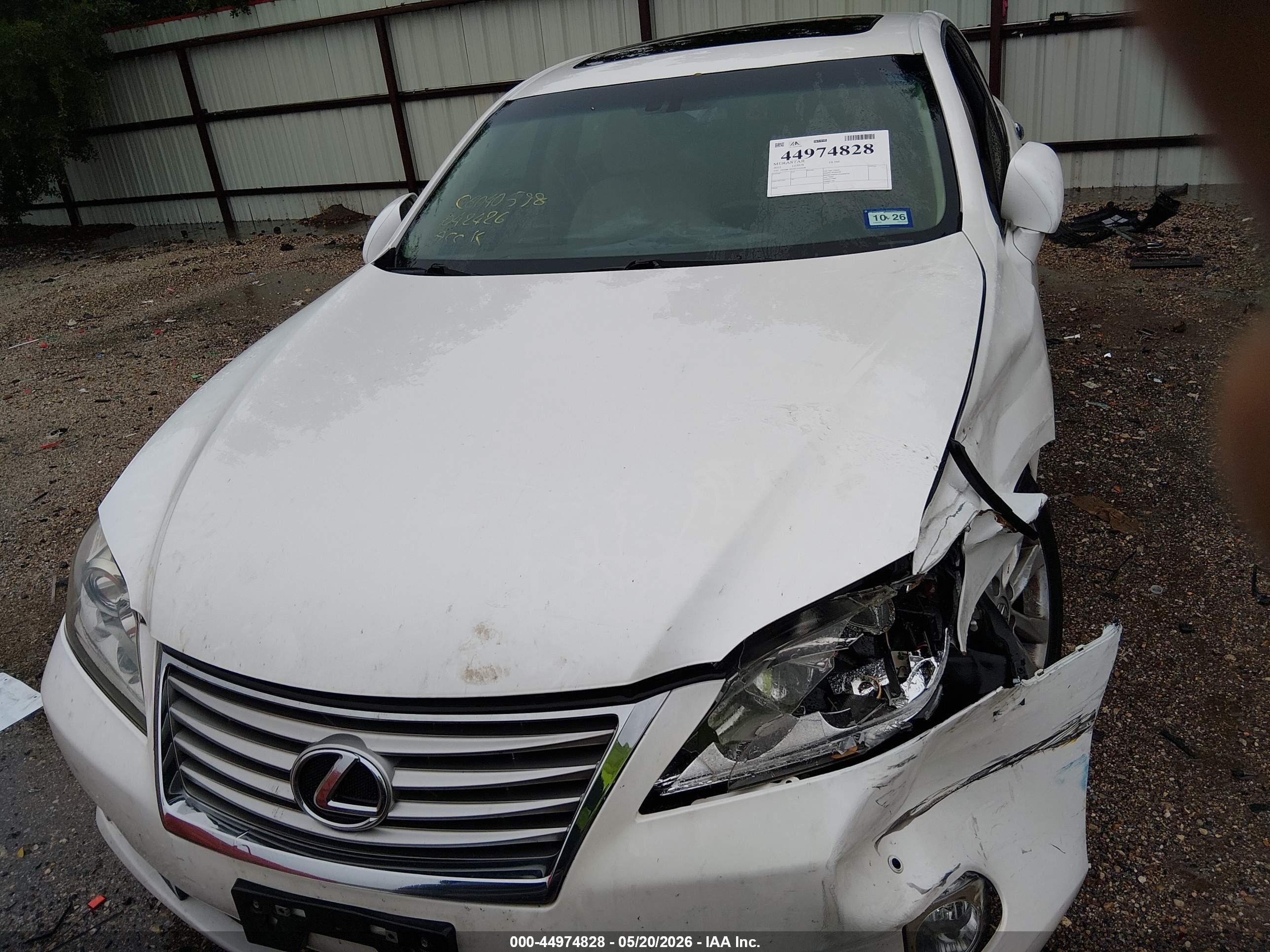 2012 Lexus Es 350   White vin: JTHBK1EG5C2502458